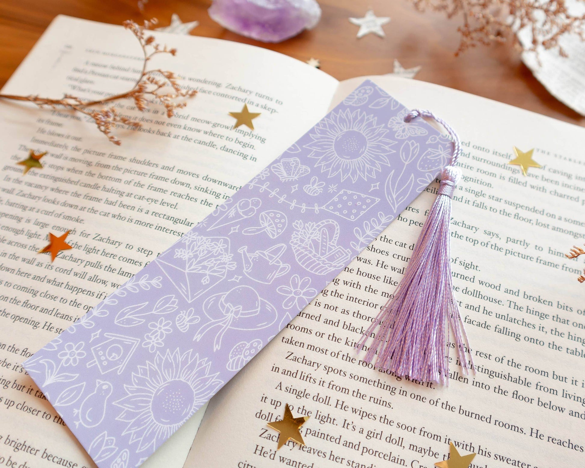 Basically Britt - Purple Spring Bookmark with Sunny Vibes - Lavender - The Dreamer's Bookshop.