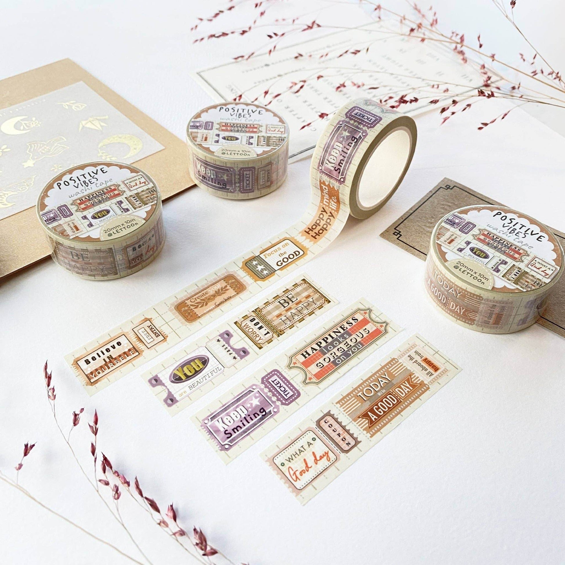 LETTOOn - Washi Tape - Positive Vibes - The Dreamer's Bookshop.