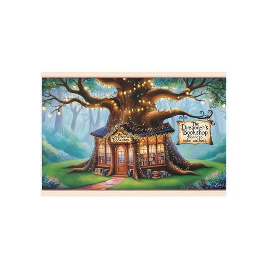 The Dreamer's Bookshop "Tree and Books" Art Print Card - The Dreamer's Bookshop.
