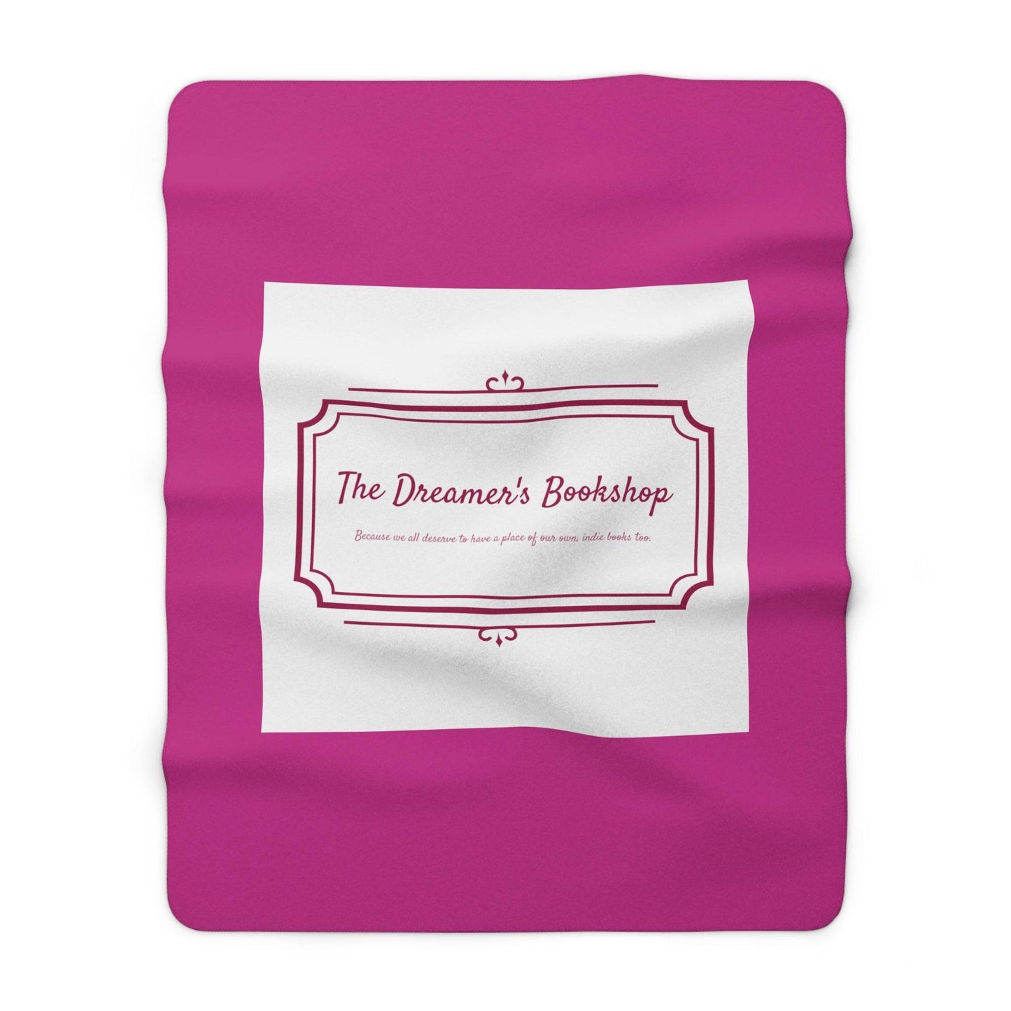 Pink Cozy Sherpa Fleece Blanket - 'The Dreamer's Bookshop' Design - The Dreamer's Bookshop.