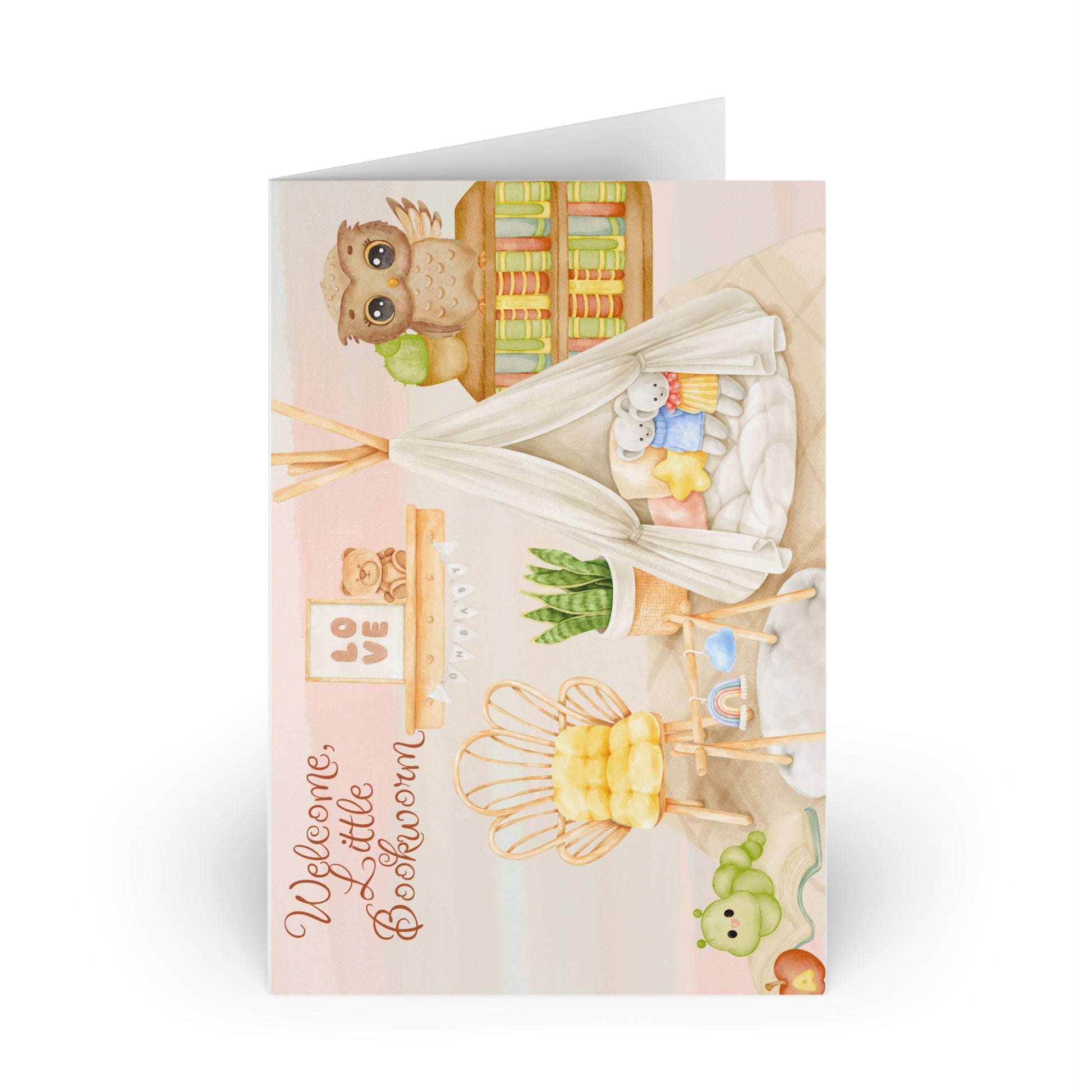 The Dreamer's Bookshop Cute "Bookworm" Baby Card - The Dreamer's Bookshop.