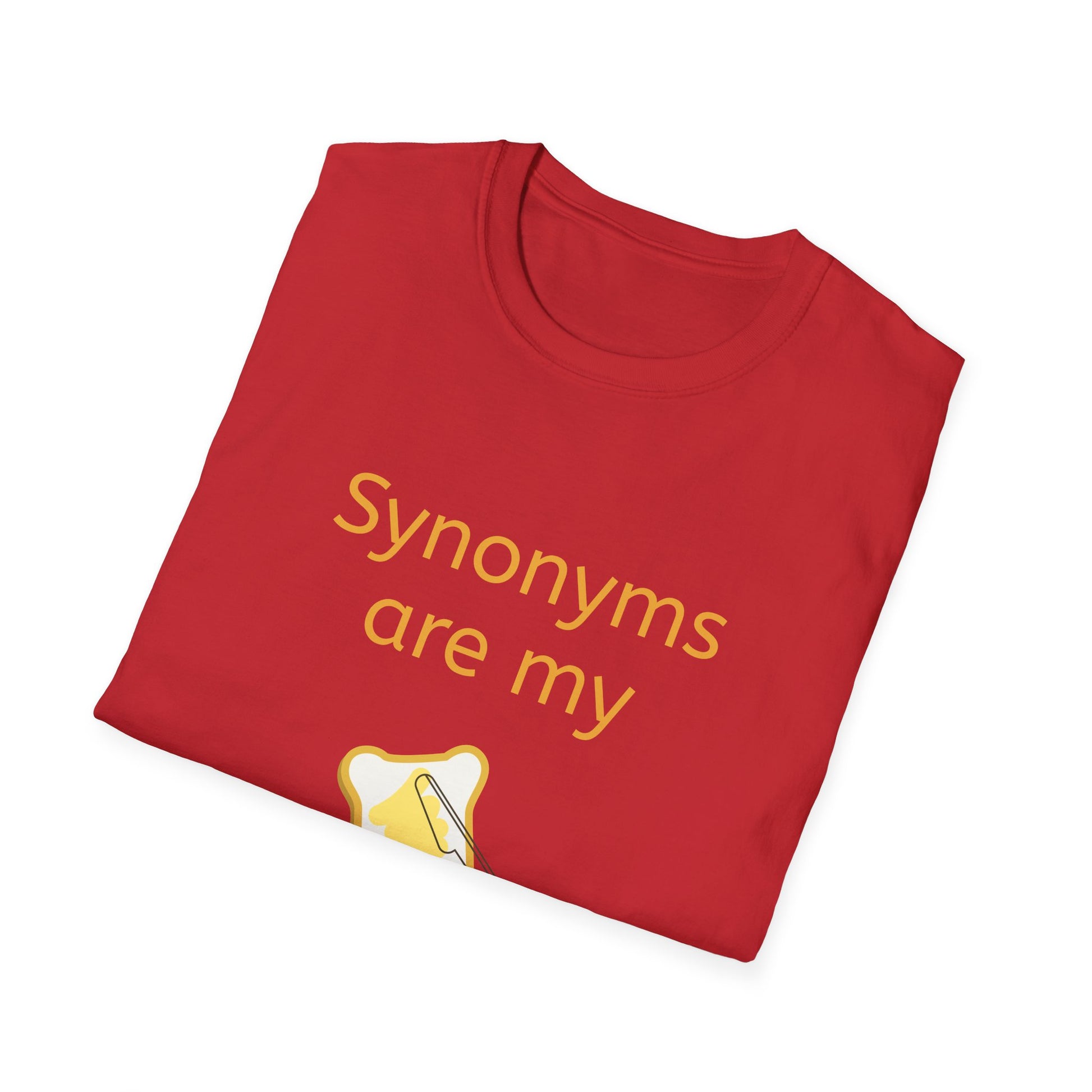 Unisex Softstyle T-Shirt - "Synonyms are my Jam" for Language Lovers - The Dreamer's Bookshop.