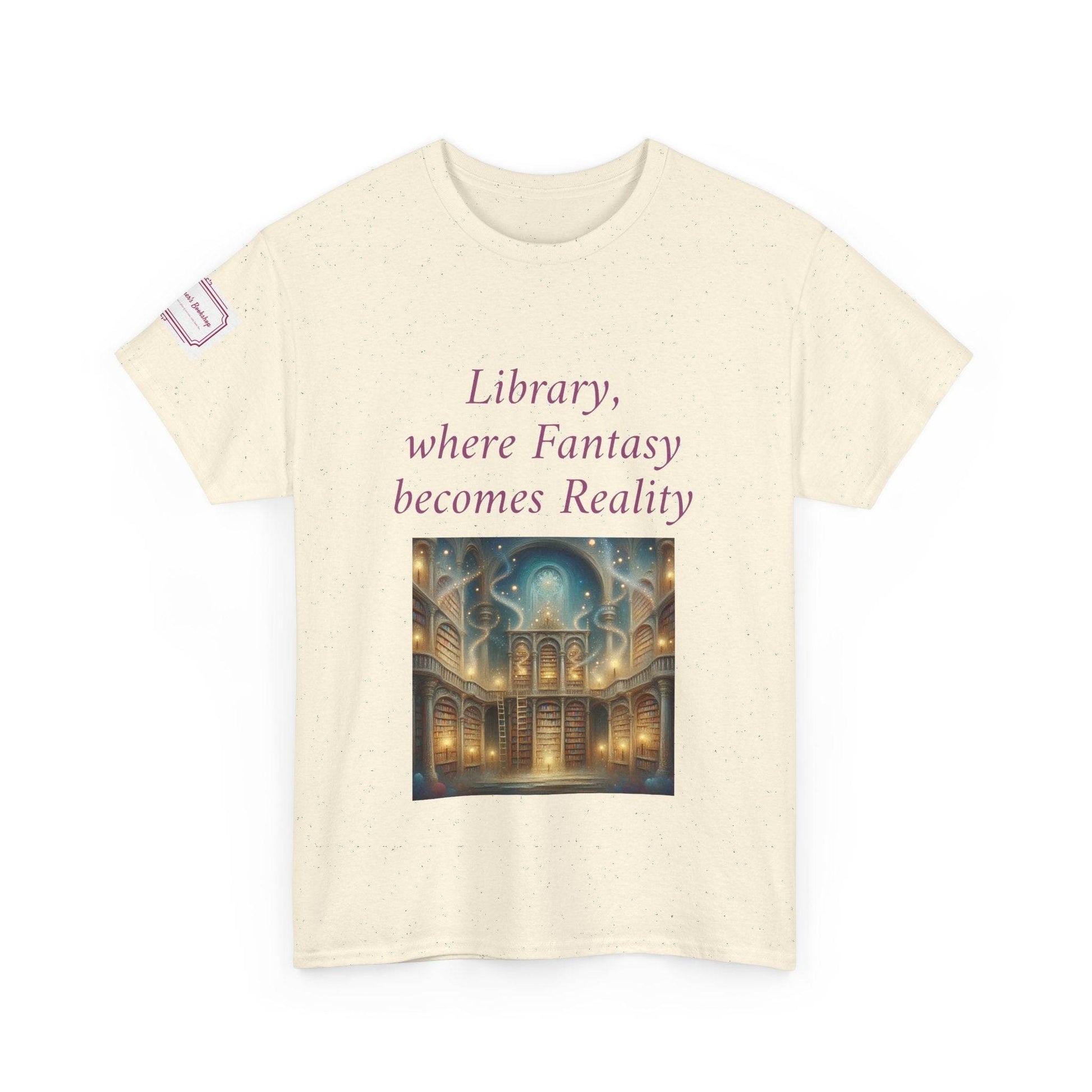 Library, Fantasy, Reality - Graphic Unisex Heavy Cotton Tee - Book Lovers - The Dreamer's Bookshop.