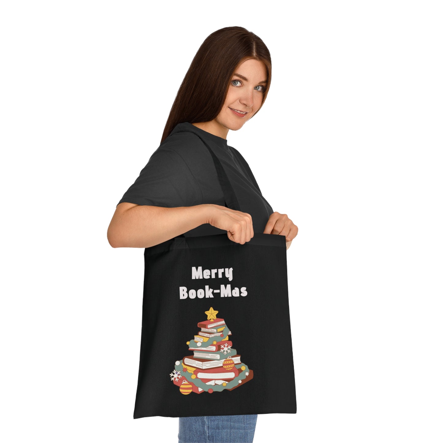 Inspirational Cotton Tote Bag - "Merry Book-Mas" by The Dreamer's Bookstore
