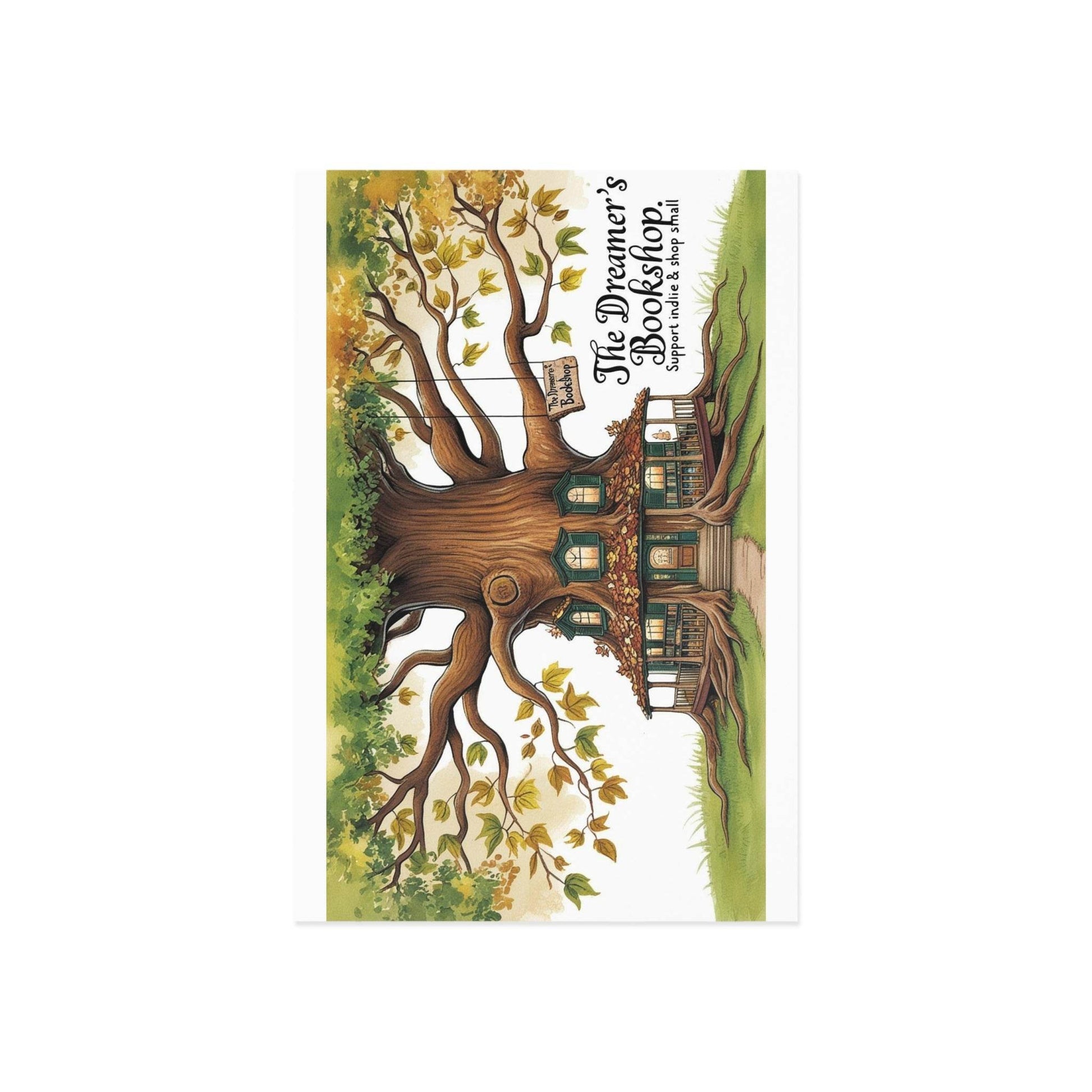 The Dreamer's Bookshop Colorful Tree and Books Card - The Dreamer's Bookshop.