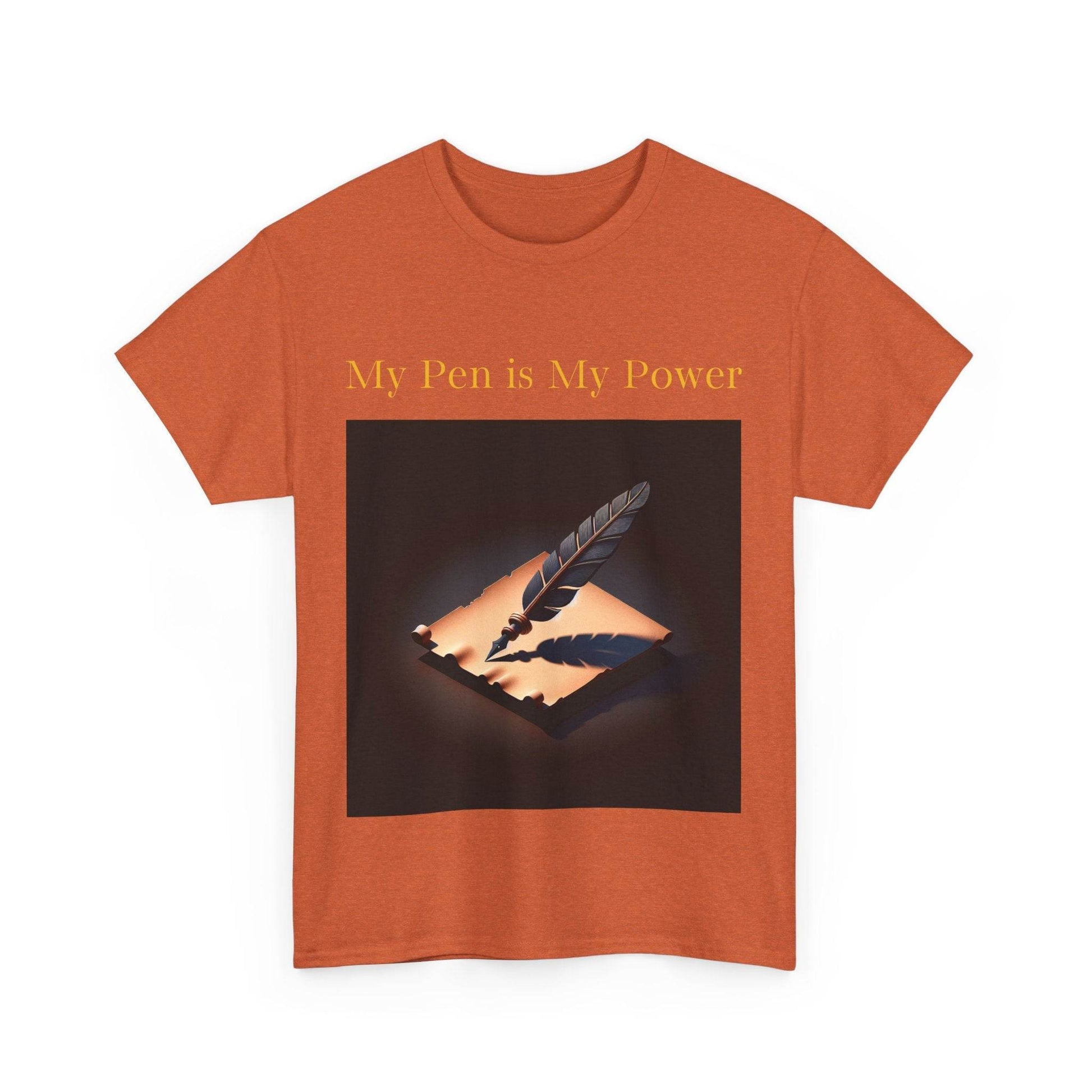 My Pen is My Power Unisex Heavy Cotton Tee - Creative Writer's Apparel - The Dreamer's Bookshop.