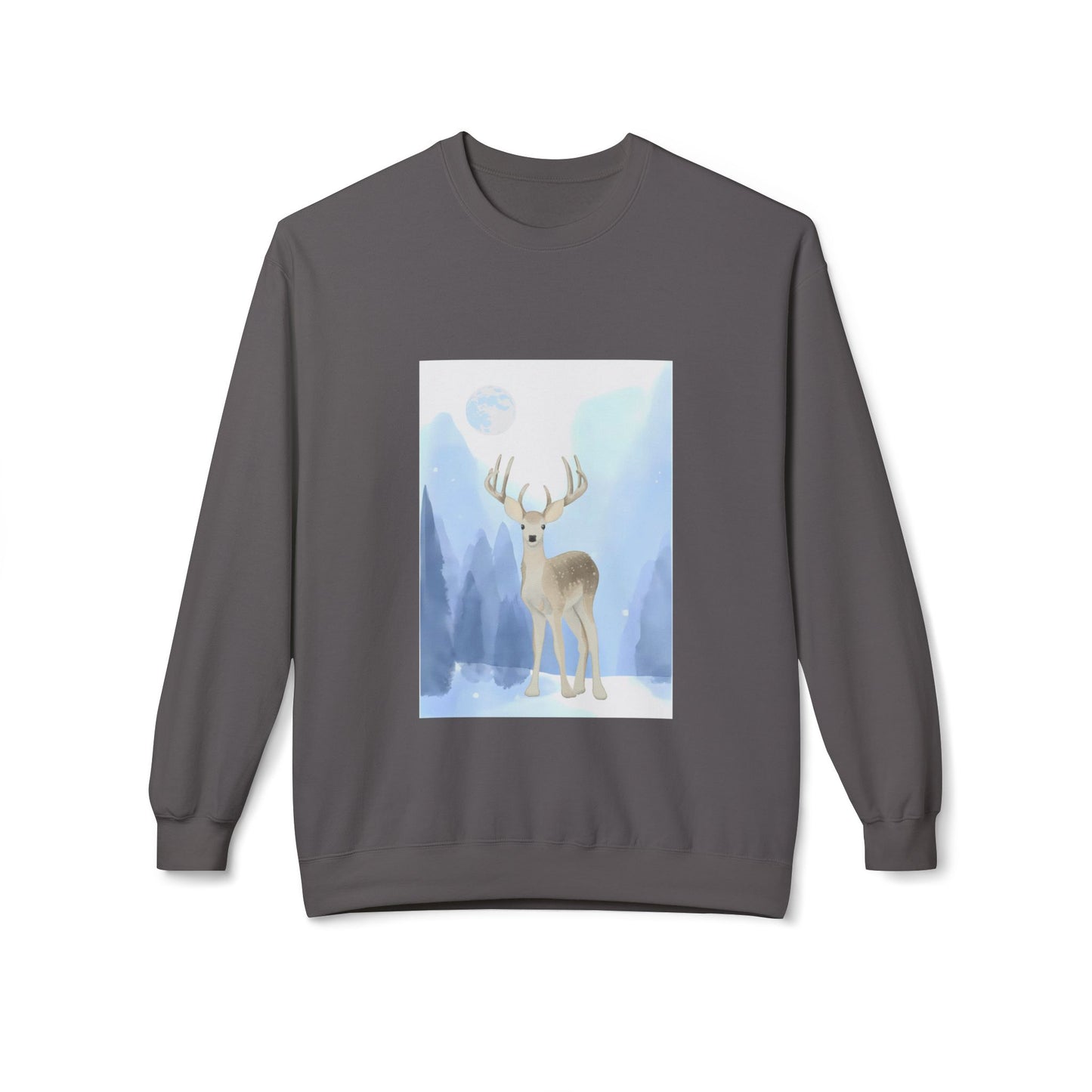 Winter Deer Fleece Crewneck Sweatshirt - Unisex Midweight