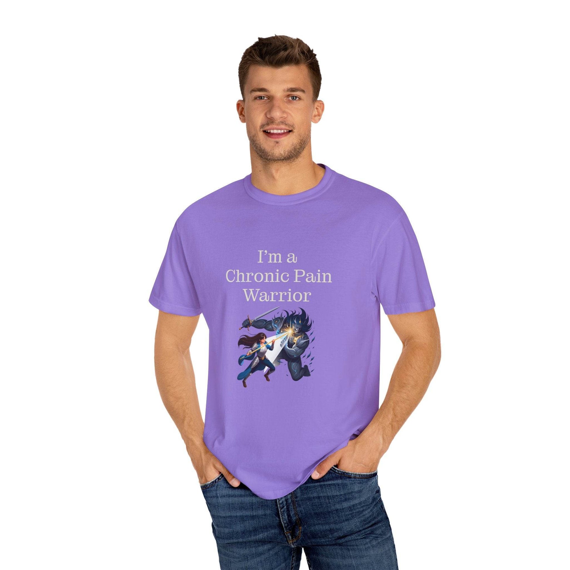 Chronic Pain Warrior Unisex Garment-Dyed T-shirt - Inspirational Motivational Tee - The Dreamer's Bookshop.
