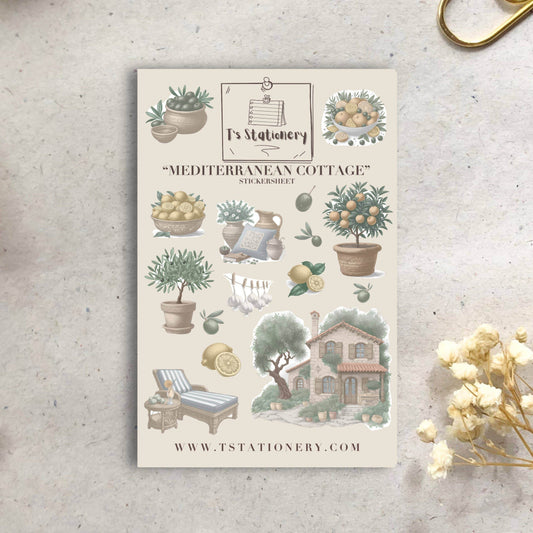 T's Stationery - Stickervel „Mediterranean Cottage” - The Dreamer's Bookshop.