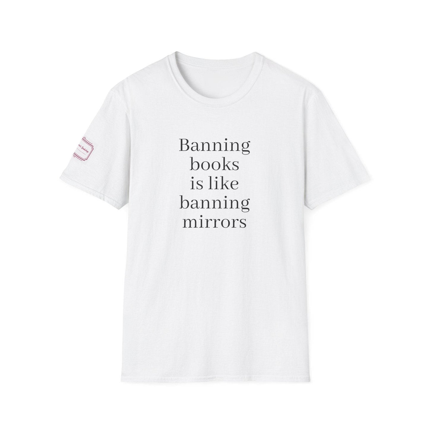 Inspirational Unisex Softstyle T-Shirt - 'Banning Books' Motivational Design - The Dreamer's Bookshop.