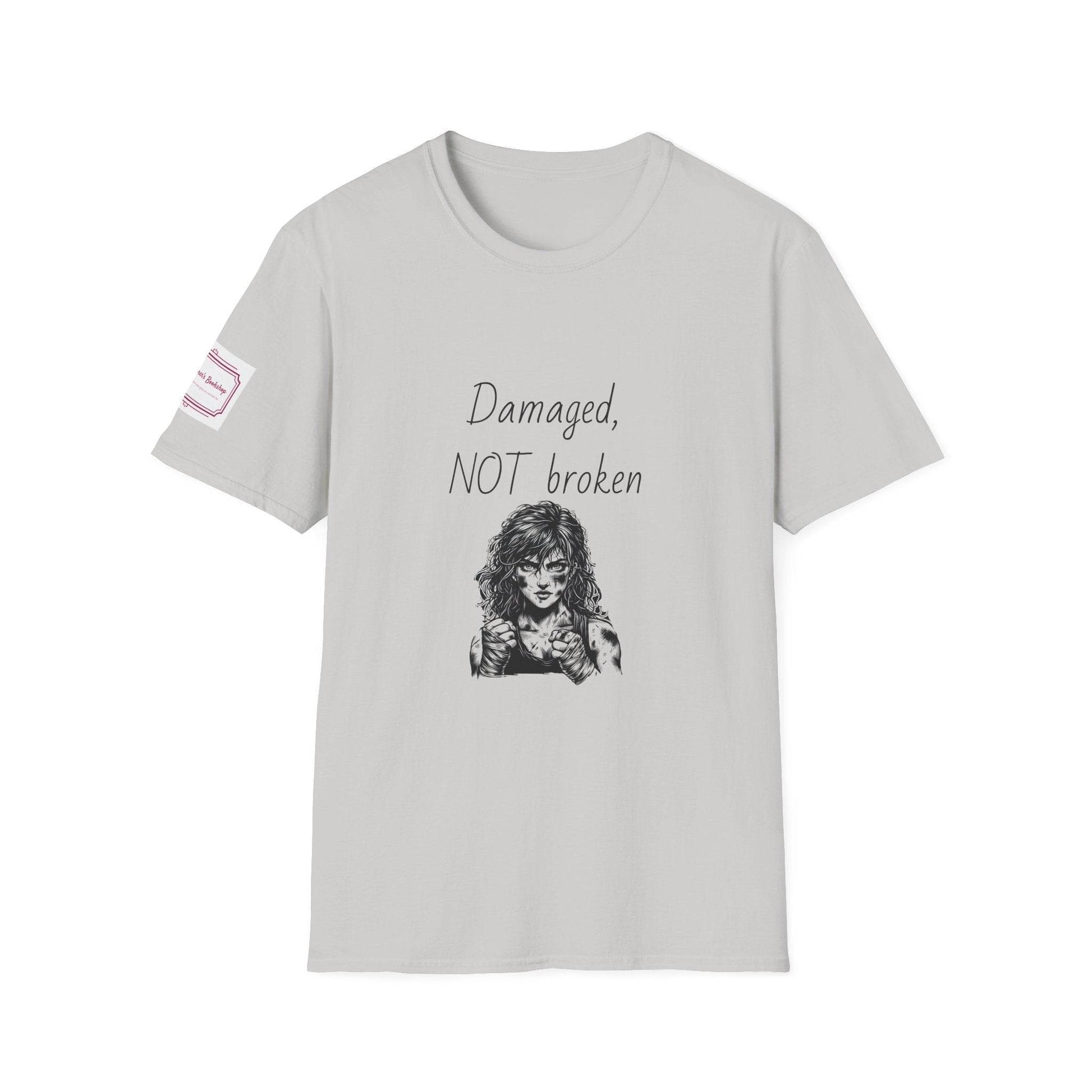 Fierce Survivor Unisex Softstyle T-Shirt - 'Damaged, NOT broken' - The Dreamer's Bookshop.