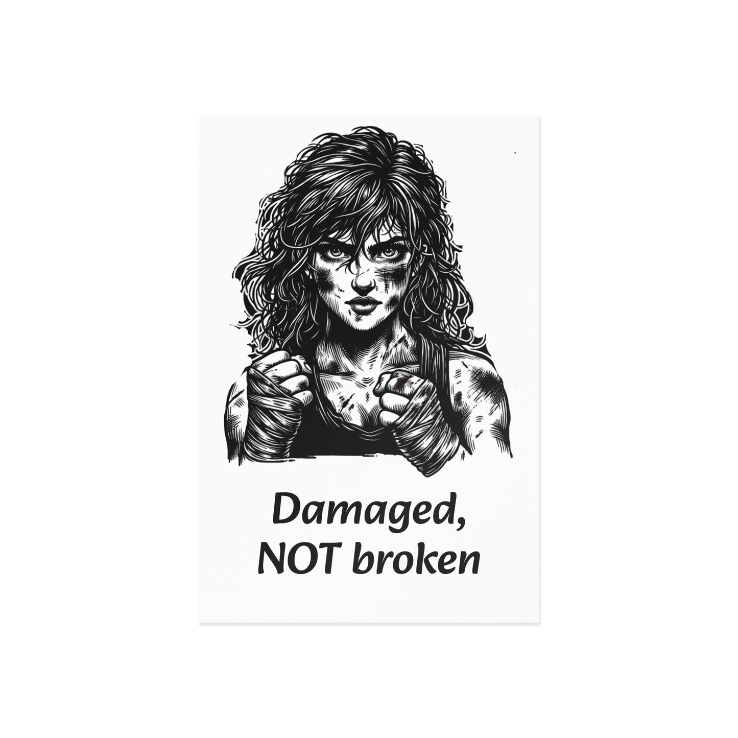 The Dreamer's Bookshop Warrior "Damaged, NOT broken" Art Print Card - The Dreamer's Bookshop.