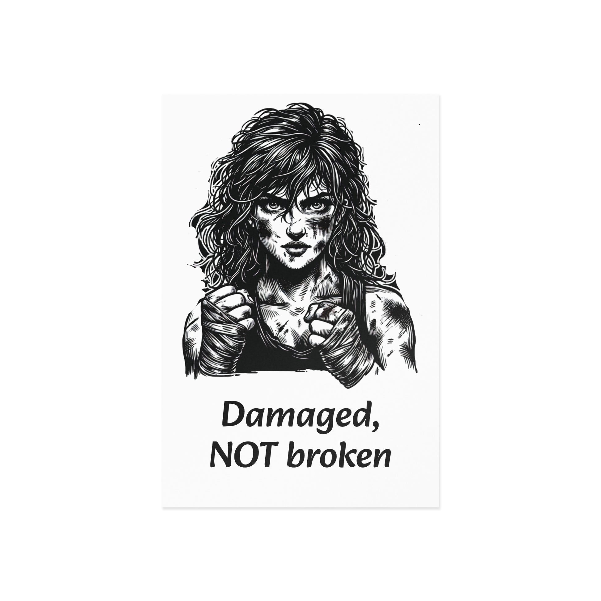 The Dreamer's Bookshop Warrior "Damaged, NOT broken" Art Print Card - The Dreamer's Bookshop.