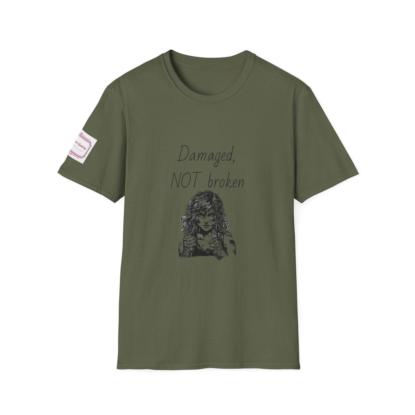 Fierce Survivor Unisex Softstyle T-Shirt - 'Damaged, NOT broken' - The Dreamer's Bookshop.