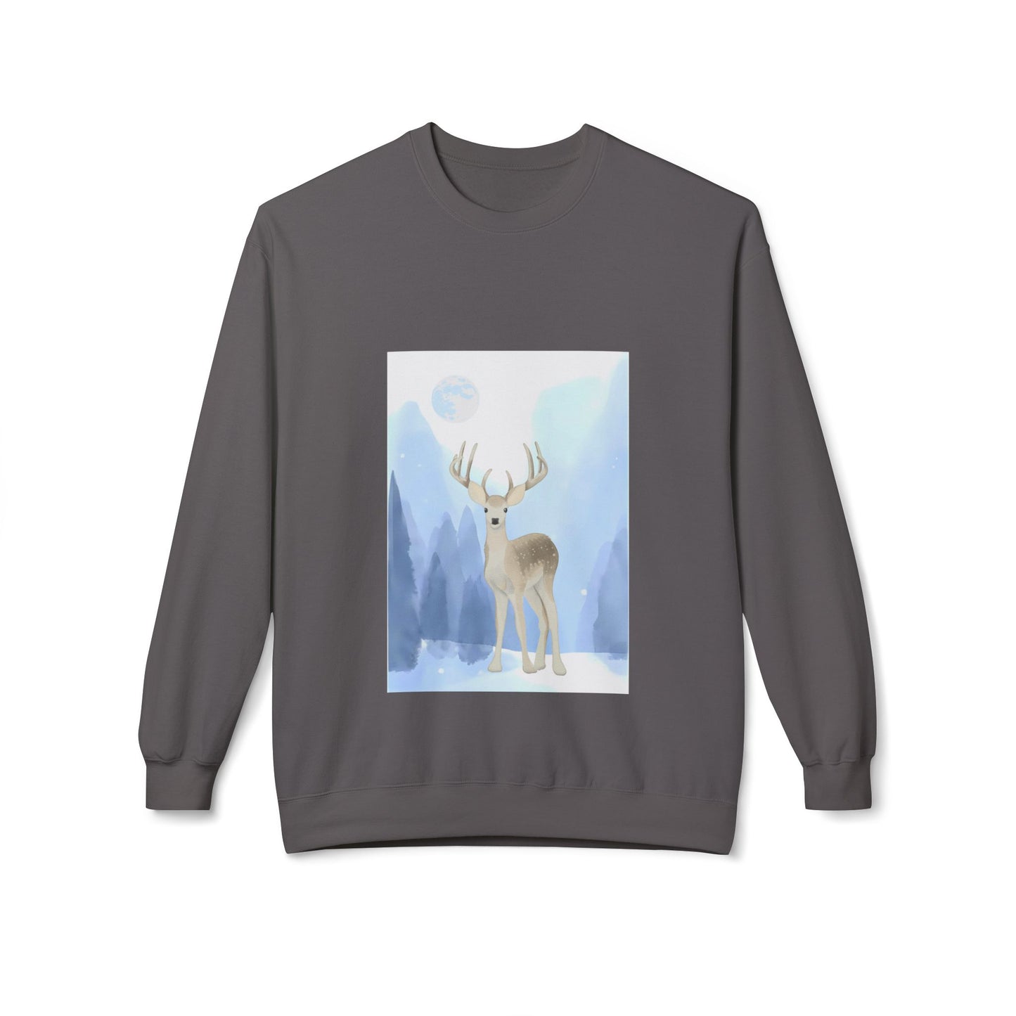 Winter Deer Unisex Fleece Crewneck Sweatshirt - Ideal Gift Cozy Days