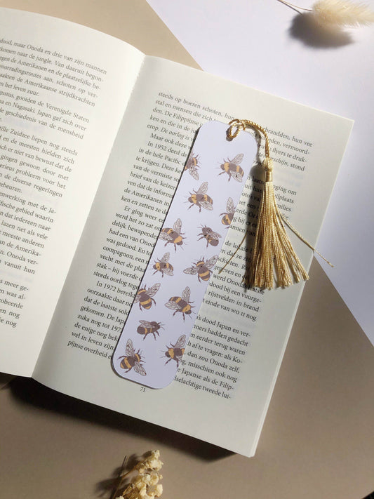 T's Stationery - Gouden verijdelde boekenlegger met bijen - The Dreamer's Bookshop.
