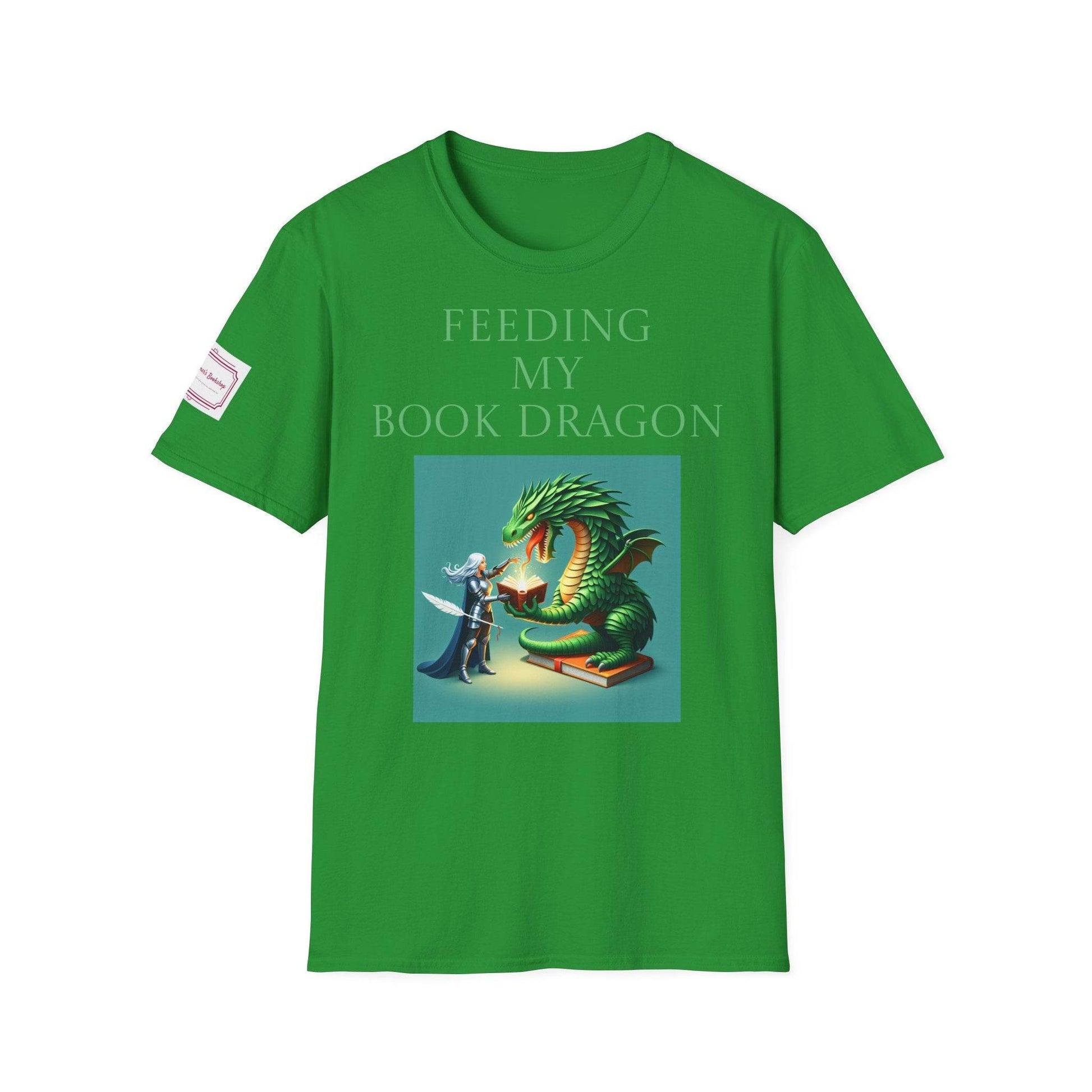Inspirational Unisex Softstyle T-Shirt - 'Book Dragon' Motivational Design - The Dreamer's Bookshop.