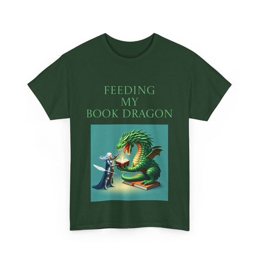 Book Dragon Unisex Heavy Cotton Tee - Creative Writer's Apparel - The Dreamer's Bookshop.