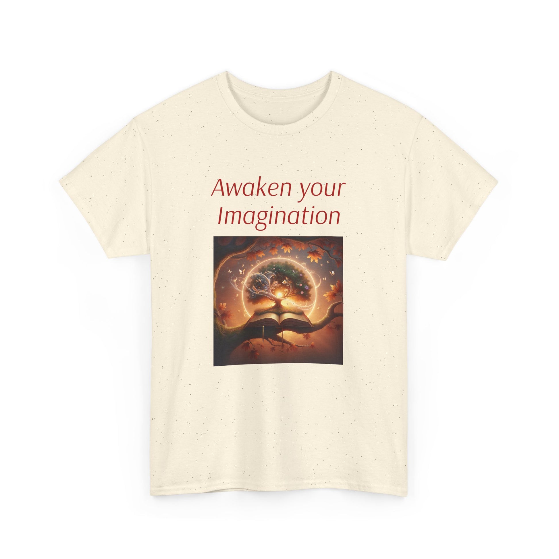 Unisex Heavy Cotton Tee - "Awaken Your Imagination" Inspirational Shirt - The Dreamer's Bookshop.