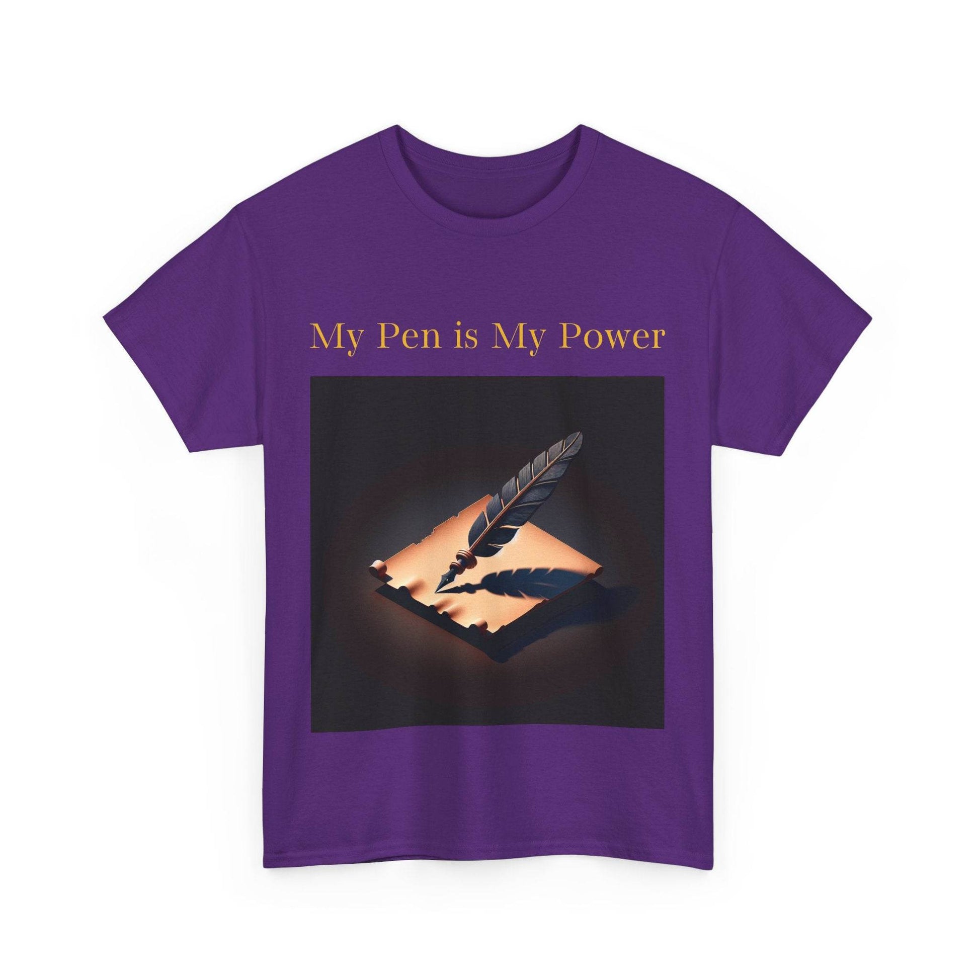 My Pen is My Power Unisex Heavy Cotton Tee - Creative Writer's Apparel - The Dreamer's Bookshop.