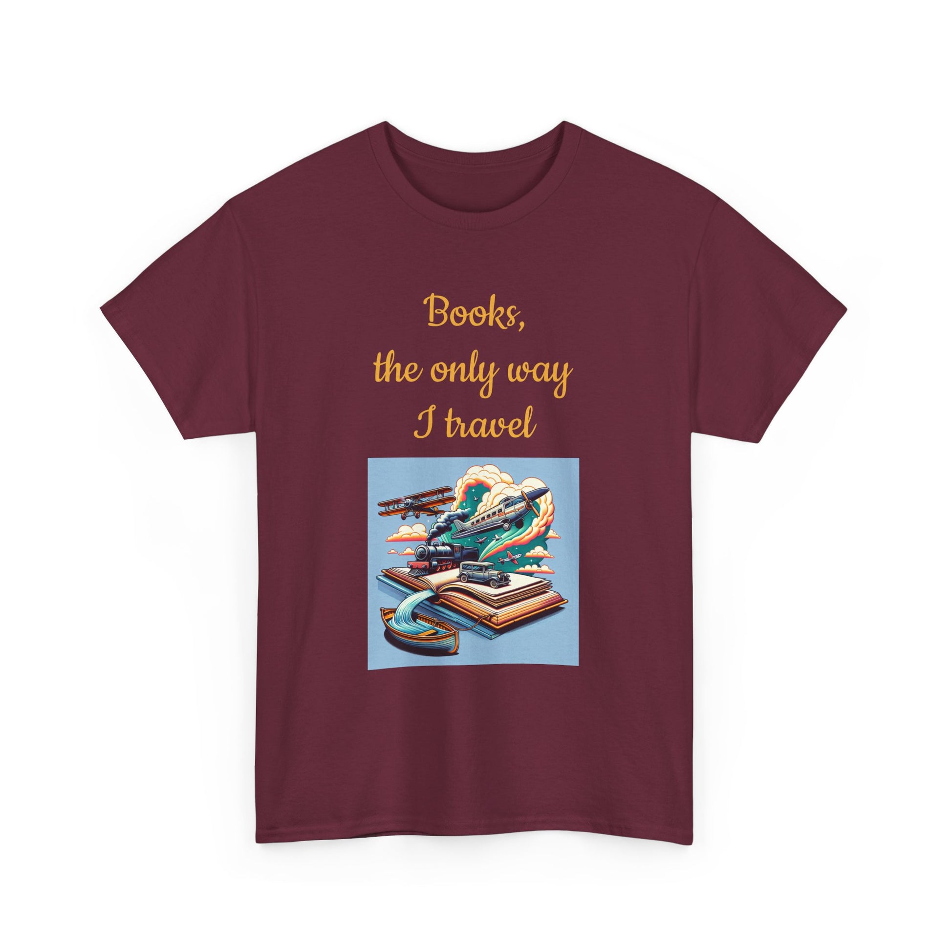 Book Lover's Unisex Heavy Cotton Tee - "Travel" - The Dreamer's Bookshop.