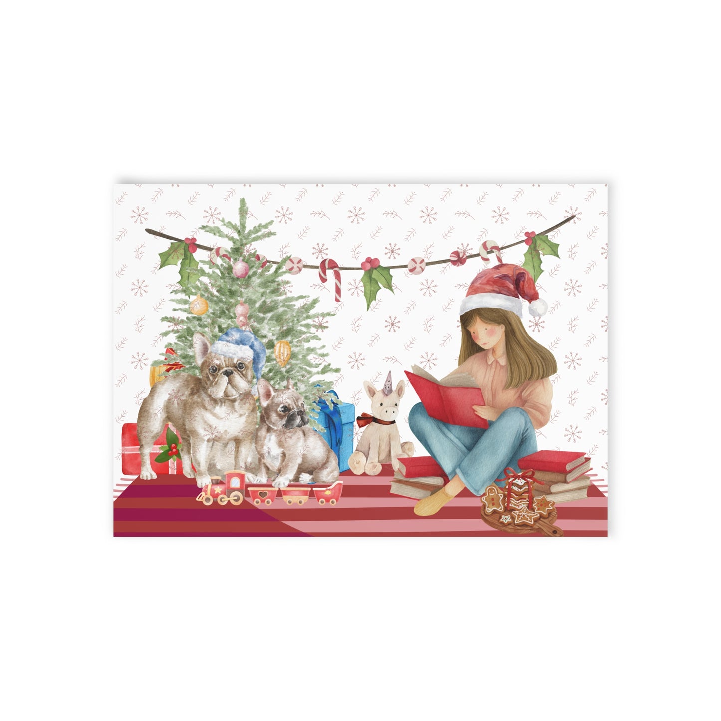 The Dreamer's Bookshop "Festive Pugs" Christmas Card