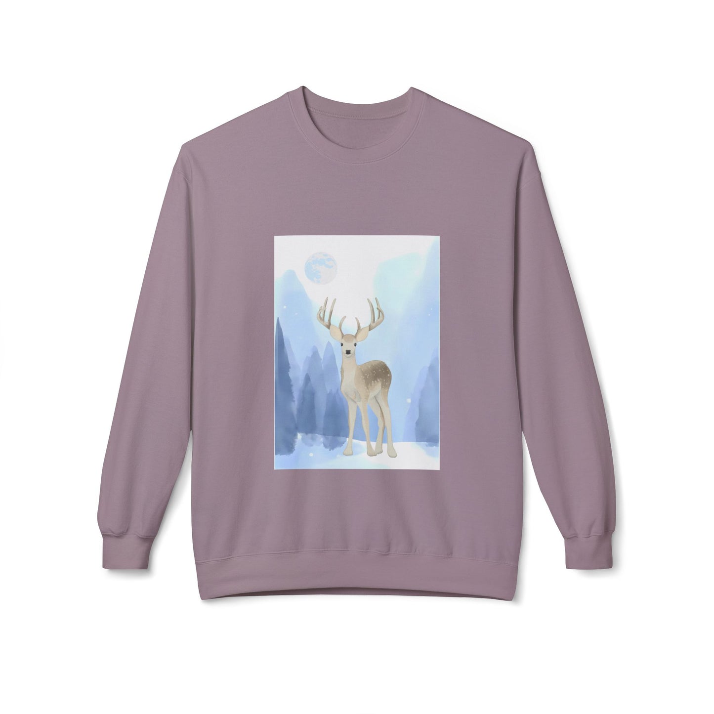 Winter Deer Fleece Crewneck Sweatshirt - Unisex Midweight