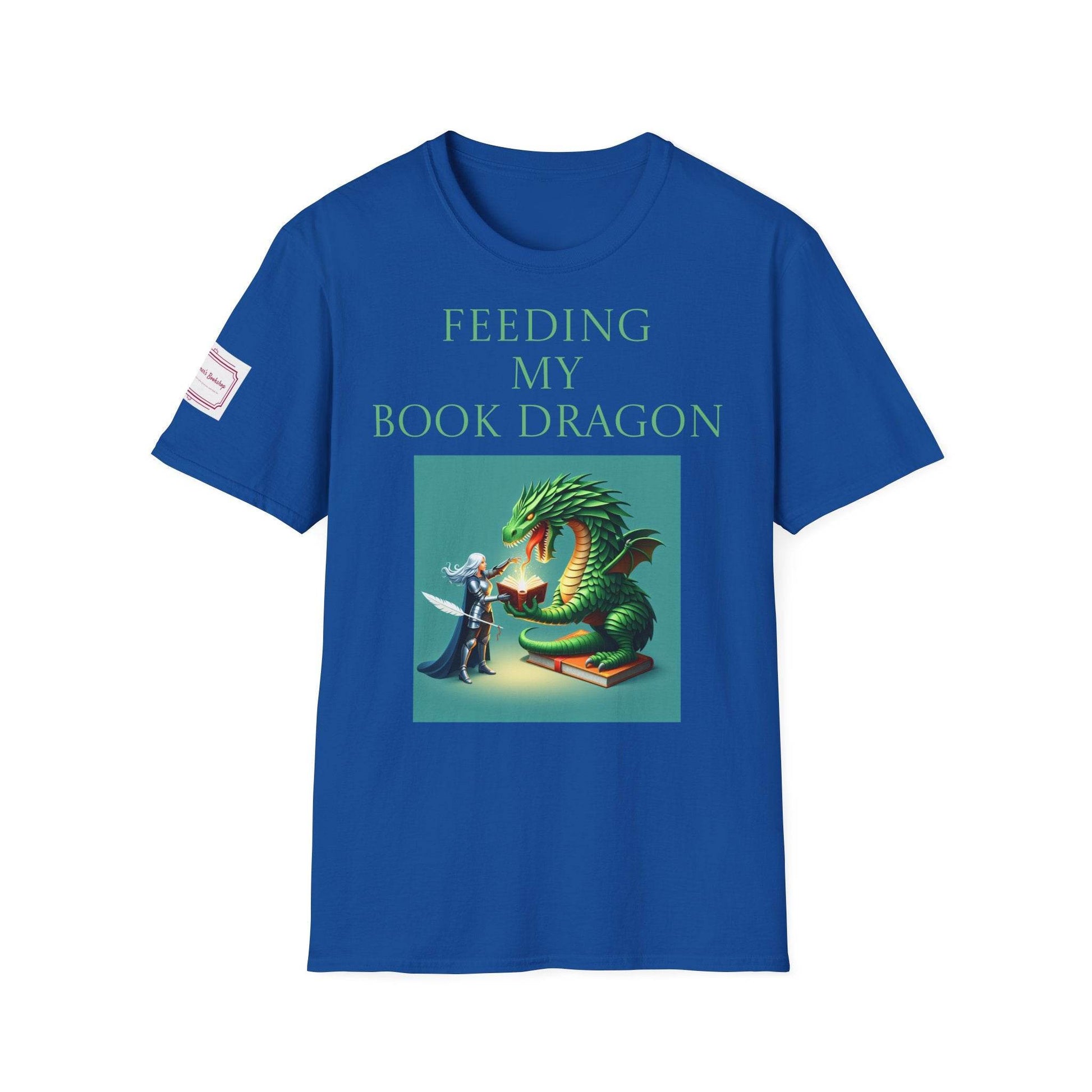 Inspirational Unisex Softstyle T-Shirt - 'Book Dragon' Motivational Design - The Dreamer's Bookshop.