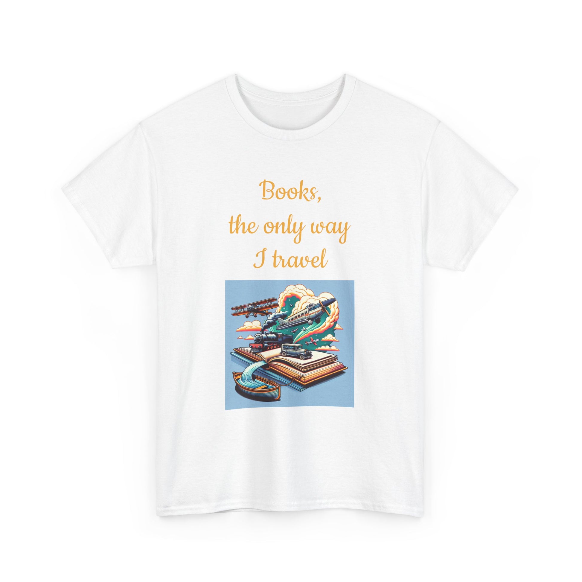 Book Lover's Unisex Heavy Cotton Tee - "Travel" - The Dreamer's Bookshop.