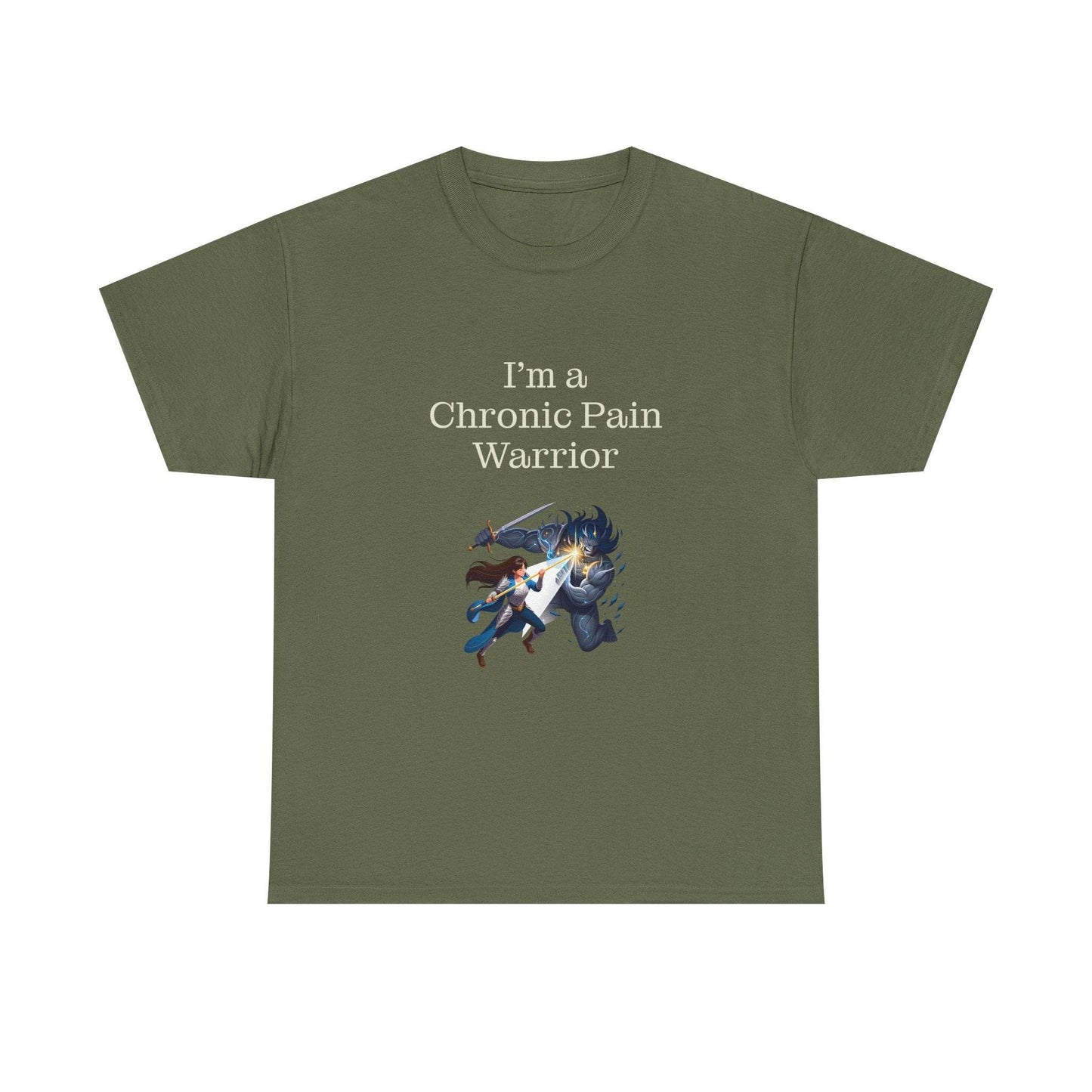 Chronic Pain Warrior Unisex Heavy Cotton Tee - Inspirational Battle T-Shirt - The Dreamer's Bookshop.