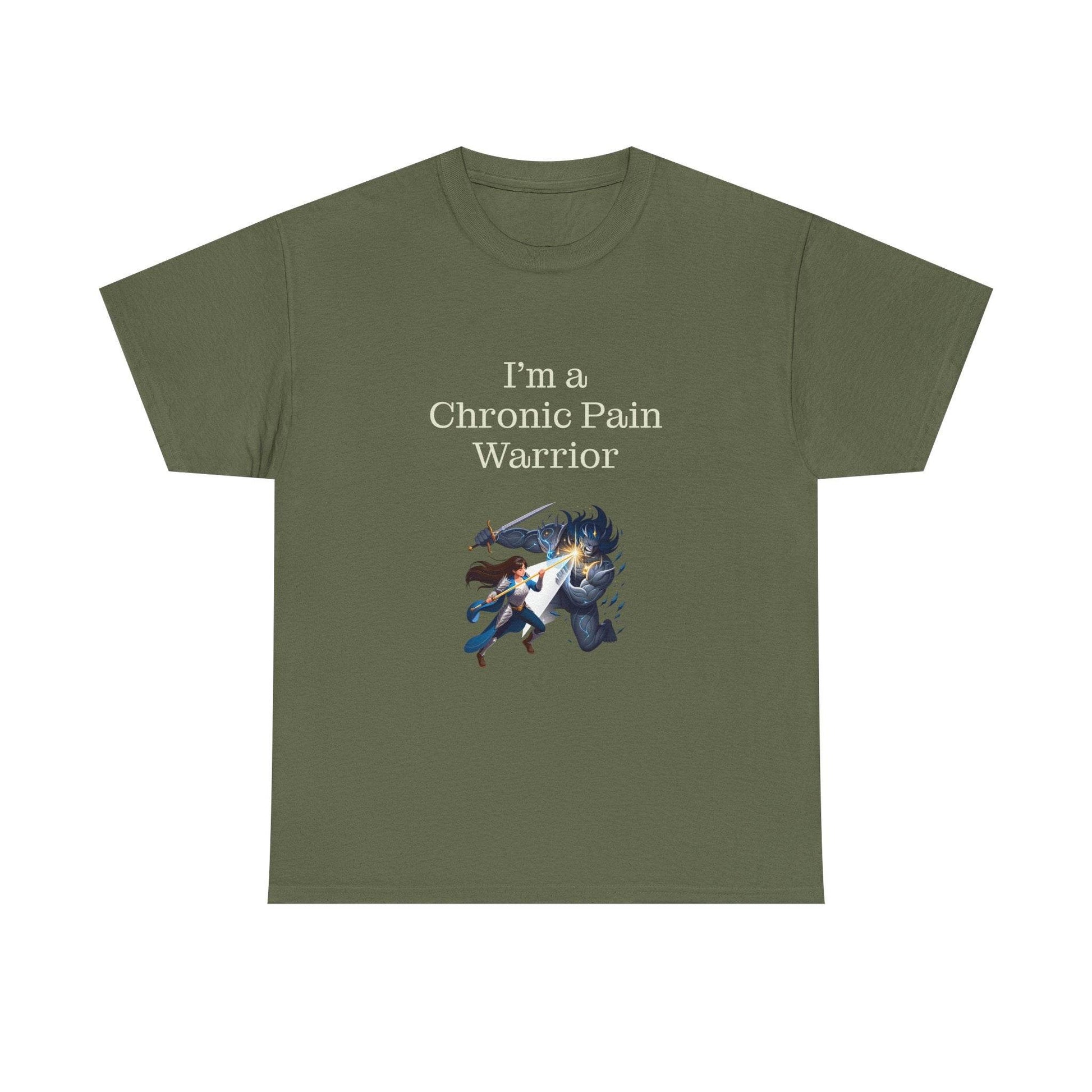 Chronic Pain Warrior Unisex Heavy Cotton Tee - Inspirational Battle T-Shirt - The Dreamer's Bookshop.
