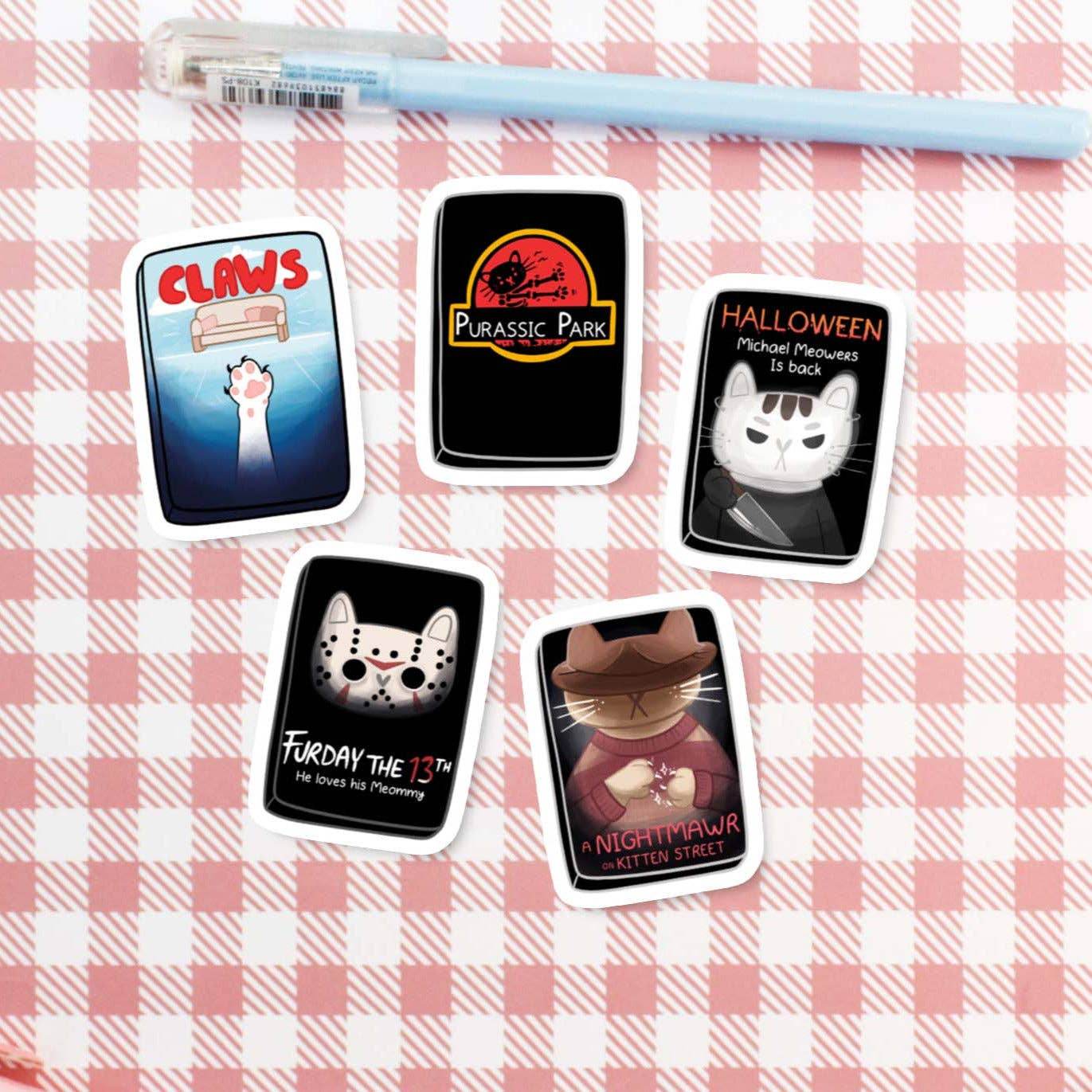 My Sweet Paper Card - Cat Horror-filmstickerpakket - Kattenstickers - The Dreamer's Bookshop.