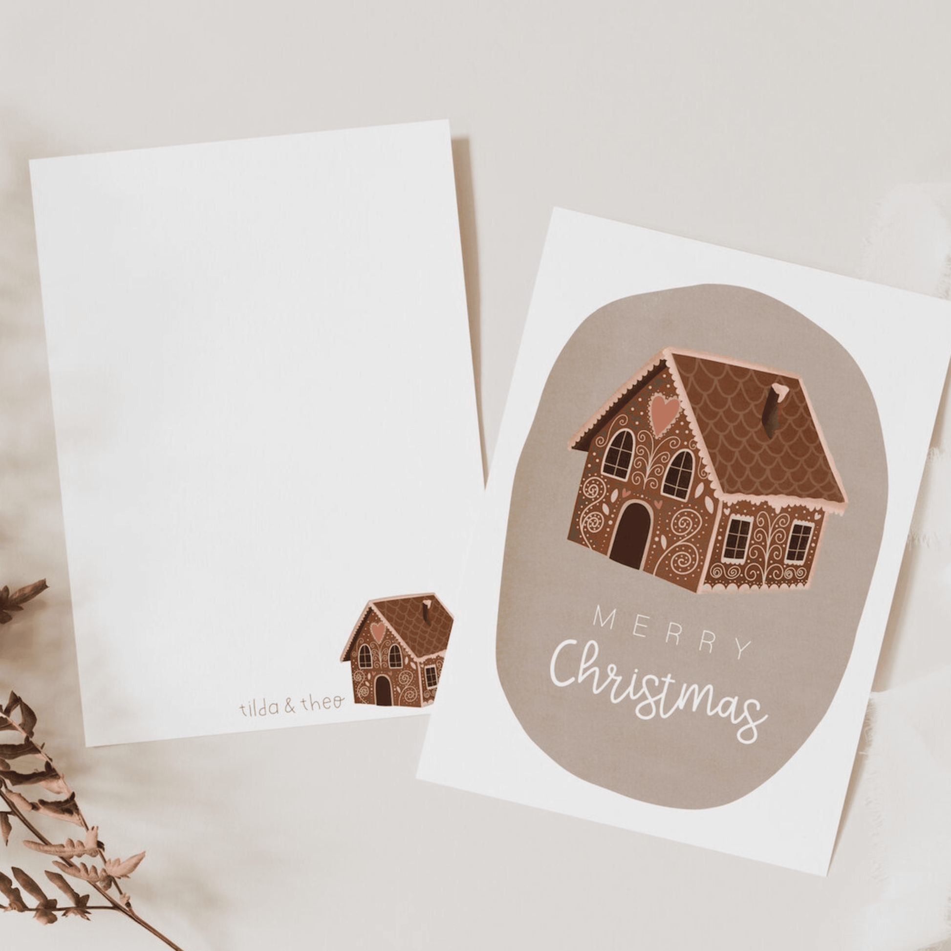 Tilda&Theo - Kerstkaart - gingerbread house - The Dreamer's Bookshop.