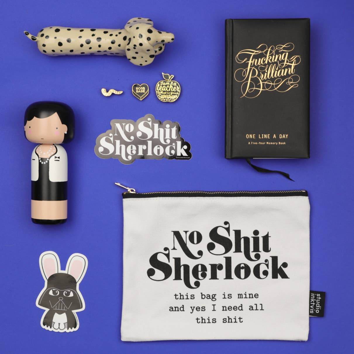 Studio Inktvis - Geen shit-sherlock-sticker - The Dreamer's Bookshop.