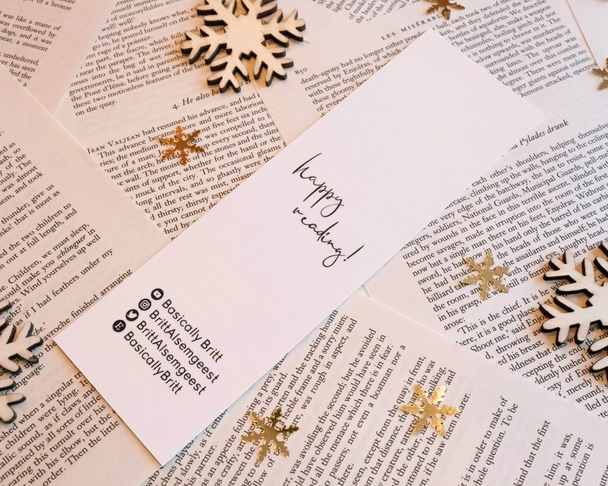 Basically Britt - Gold Foil Christmas Bookmark with Festive Doodles - The Dreamer's Bookshop.
