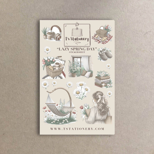 T's Stationery - Stickervel „Lazy Spring Day” - The Dreamer's Bookshop.