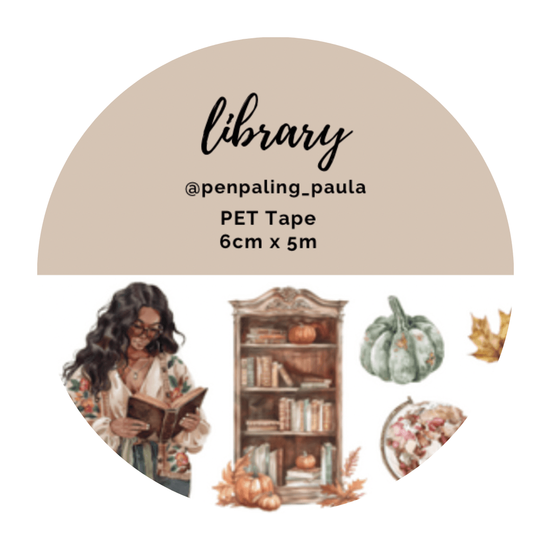 Penpaling Paula - Bibliotheek - PET-tape VOORGESNEDEN - The Dreamer's Bookshop.