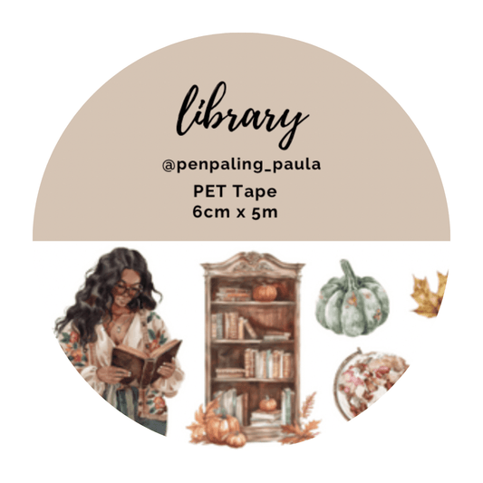 Penpaling Paula - Bibliotheek - PET-tape VOORGESNEDEN - The Dreamer's Bookshop.