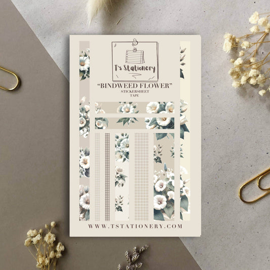 T's Stationery - Stickerveltape „Bindweed Flower” - The Dreamer's Bookshop.