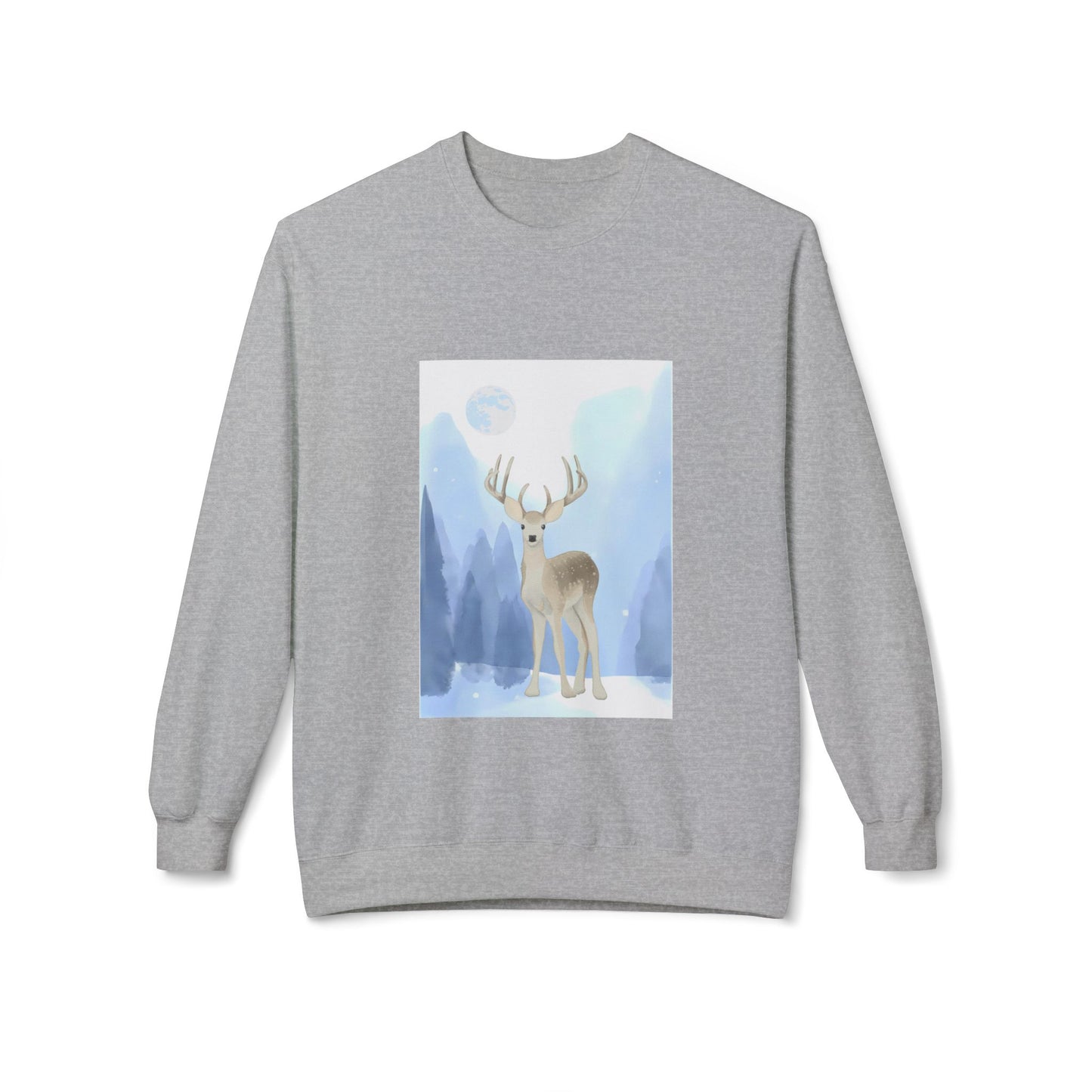 Winter Deer Fleece Crewneck Sweatshirt - Unisex Midweight