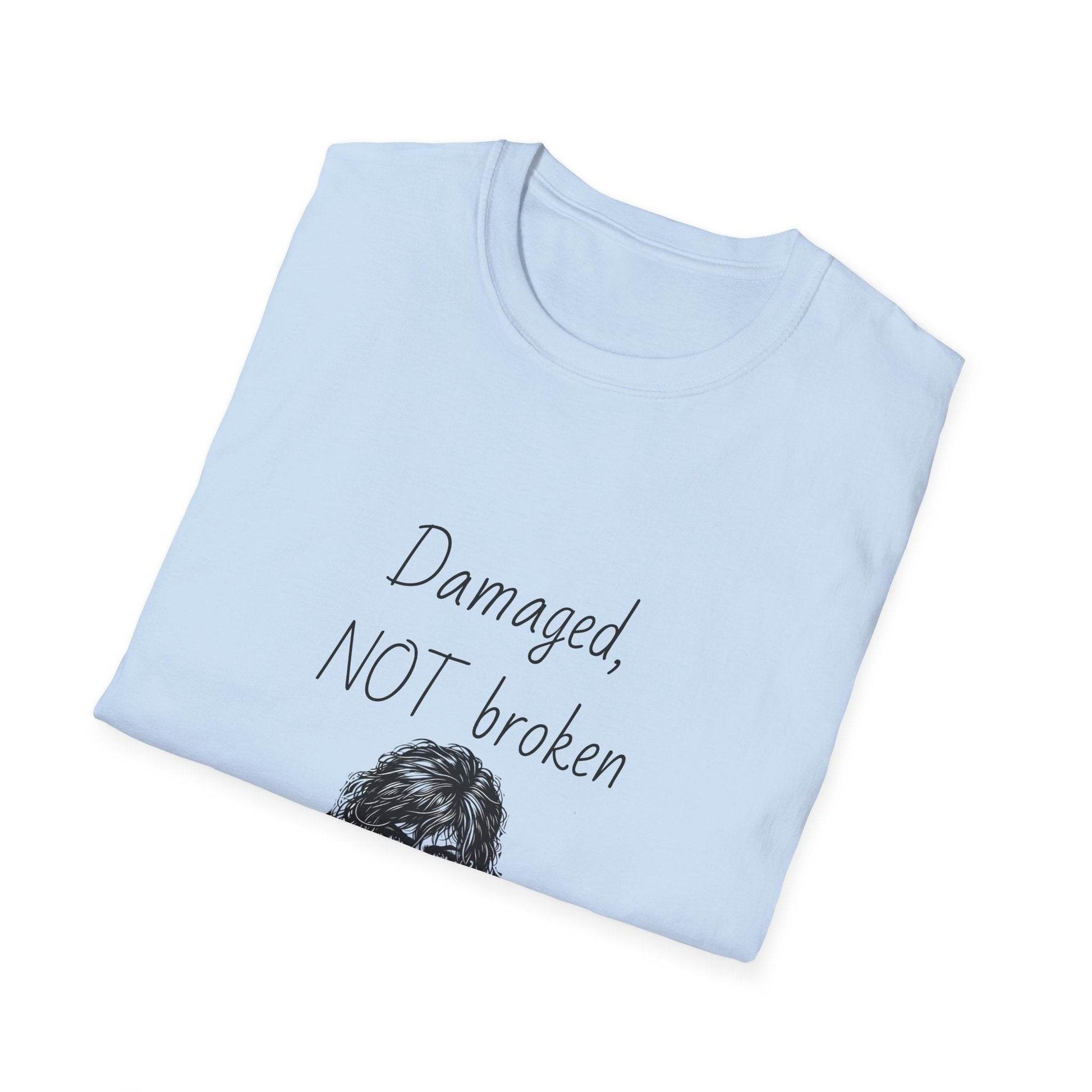 Fierce Survivor Unisex Softstyle T-Shirt - 'Damaged, NOT broken' - The Dreamer's Bookshop.