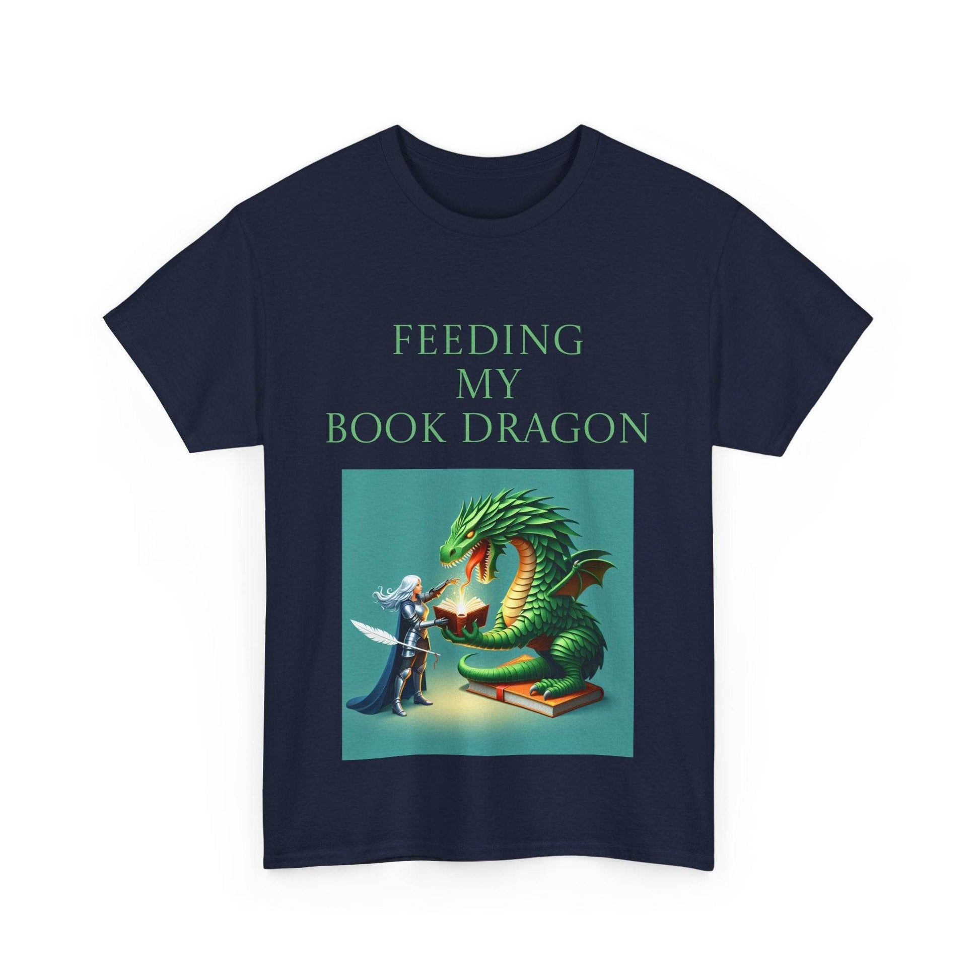 Book Dragon Unisex Heavy Cotton Tee - Creative Writer's Apparel - The Dreamer's Bookshop.