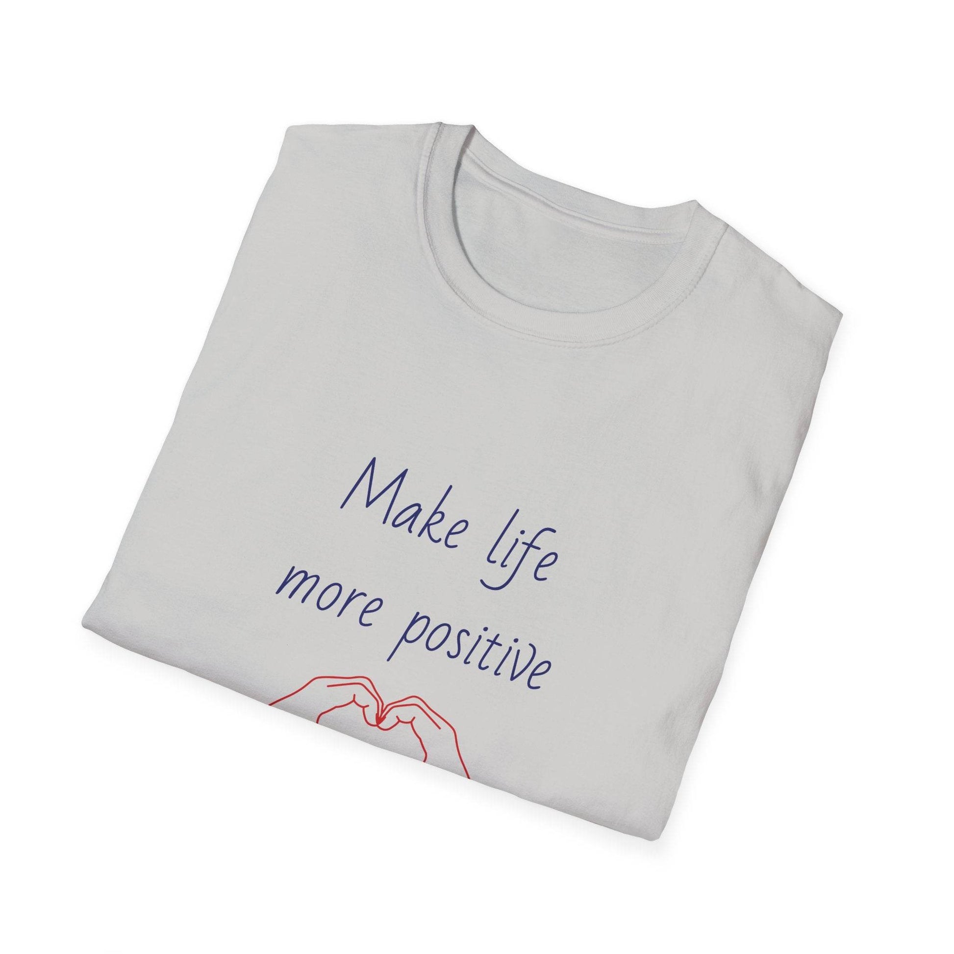 Positive Vibe Unisex Softstyle T-Shirt - 'Make Life More Positive' - The Dreamer's Bookshop.