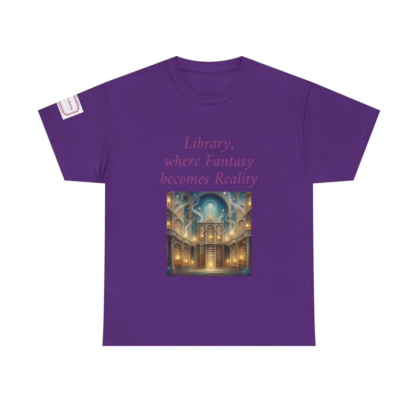 Library, Fantasy, Reality - Graphic Unisex Heavy Cotton Tee - Book Lovers - The Dreamer's Bookshop.