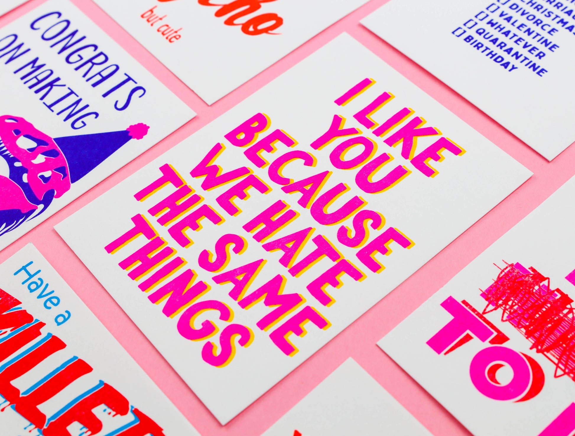 Studio Inktvis - Ik vind je leuk omdat we dezelfde dingen haten Riso Postcard - The Dreamer's Bookshop.