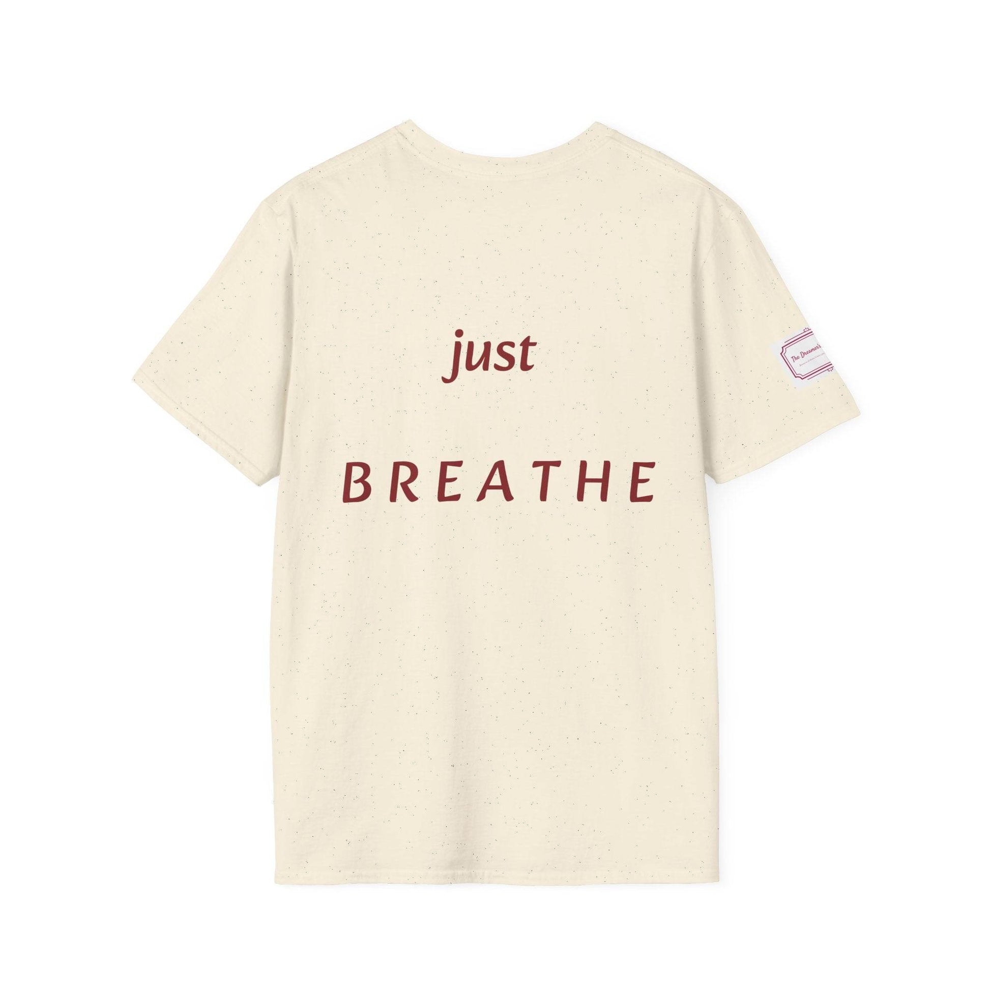 Inspirational Unisex Softstyle T-Shirt - 'Just Breathe' Motivational Design - The Dreamer's Bookshop.