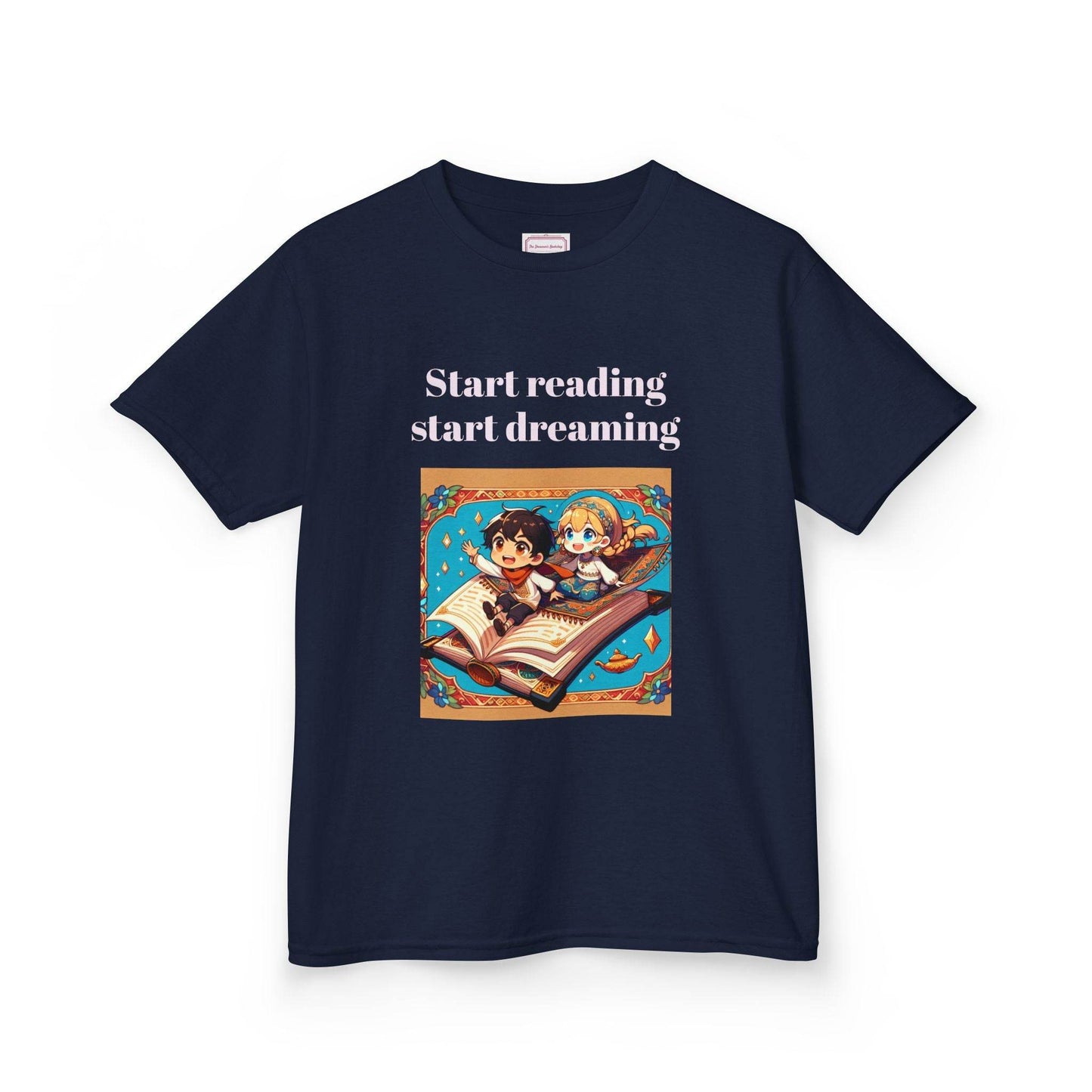 AU - Kids Heavy Cotton™ Tee - Start Reading Start Dreaming - Inspirational Youth T-Shirt - The Dreamer's Bookshop.