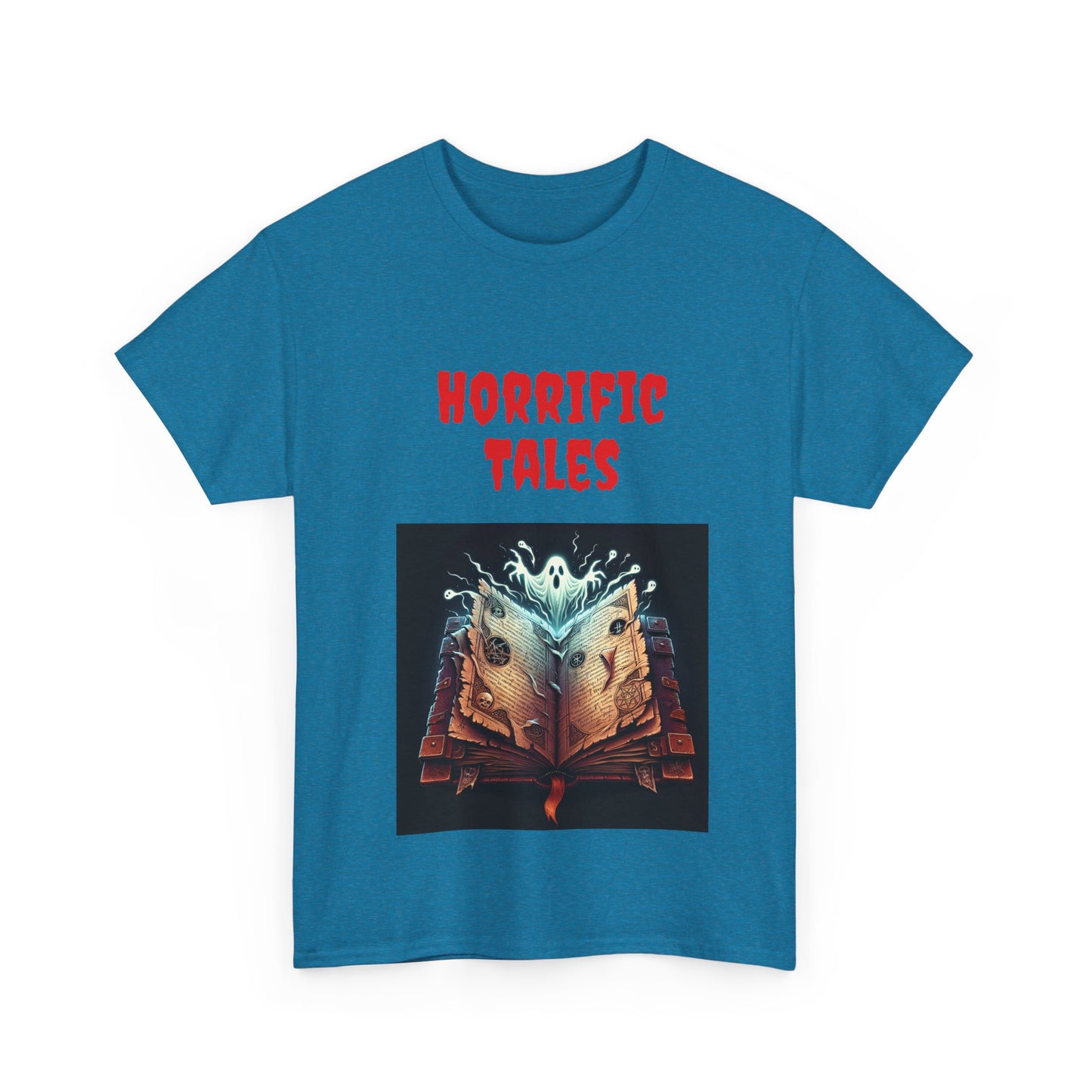 Book Lover's Unisex Heavy Cotton Tee - "Horrific Tales" - The Dreamer's Bookshop.