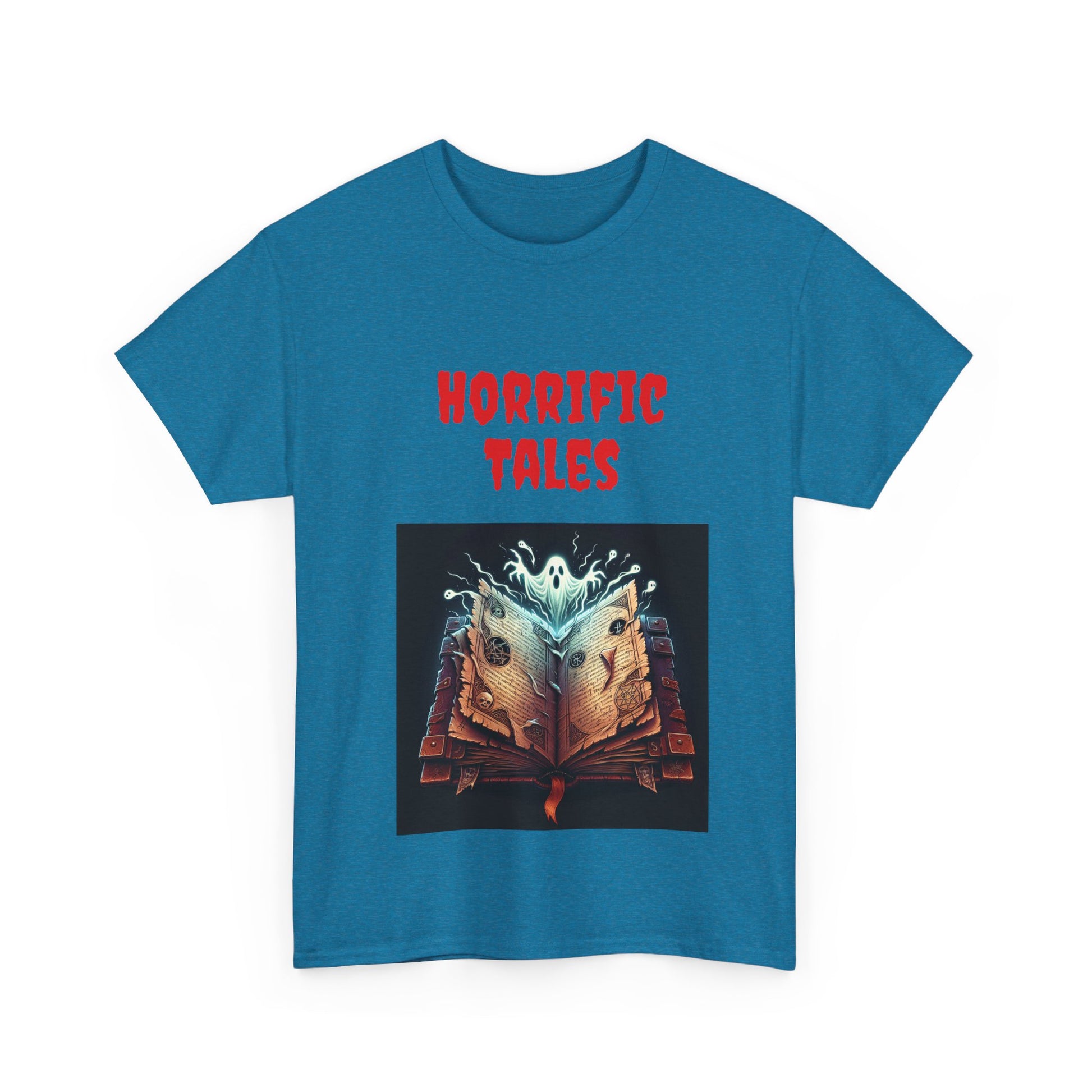 Book Lover's Unisex Heavy Cotton Tee - "Horrific Tales" - The Dreamer's Bookshop.