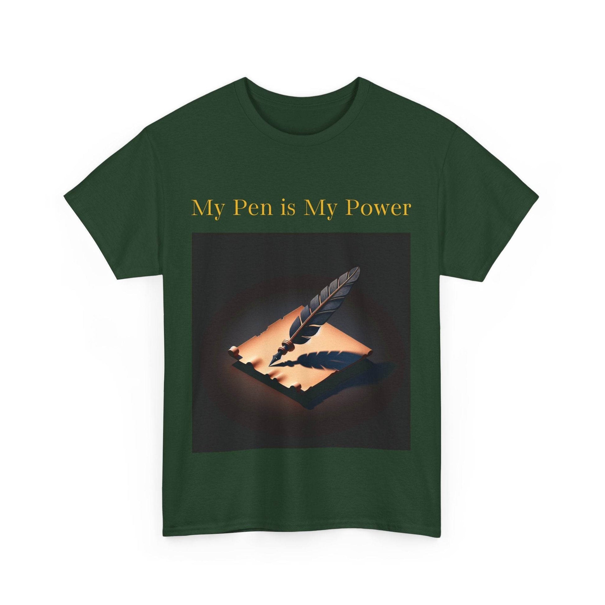 My Pen is My Power Unisex Heavy Cotton Tee - Creative Writer's Apparel - The Dreamer's Bookshop.